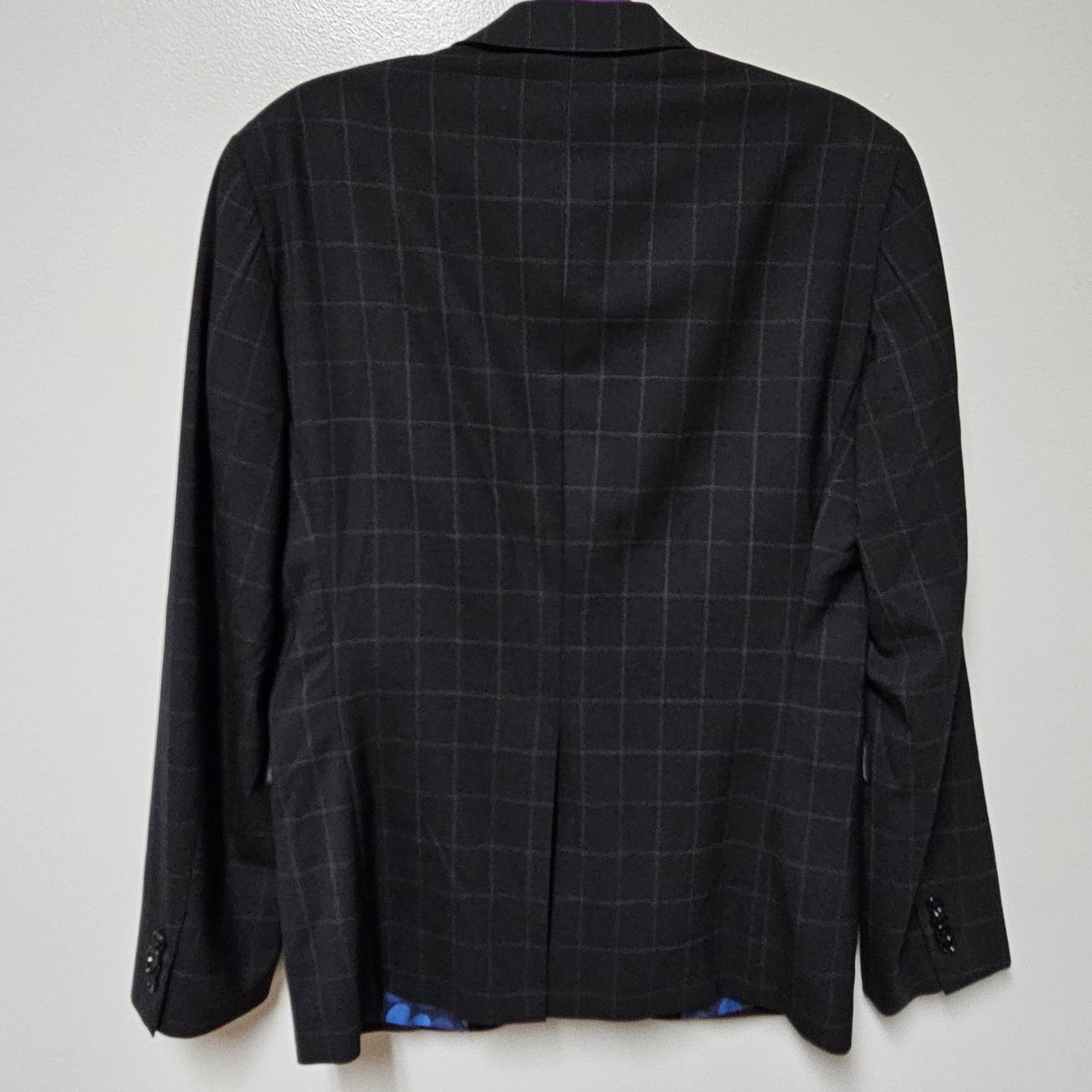 Indochino Indochino Blazer Black Windowpane Blue Circle Lining Sz 38R Size 38R - 5 Thumbnail