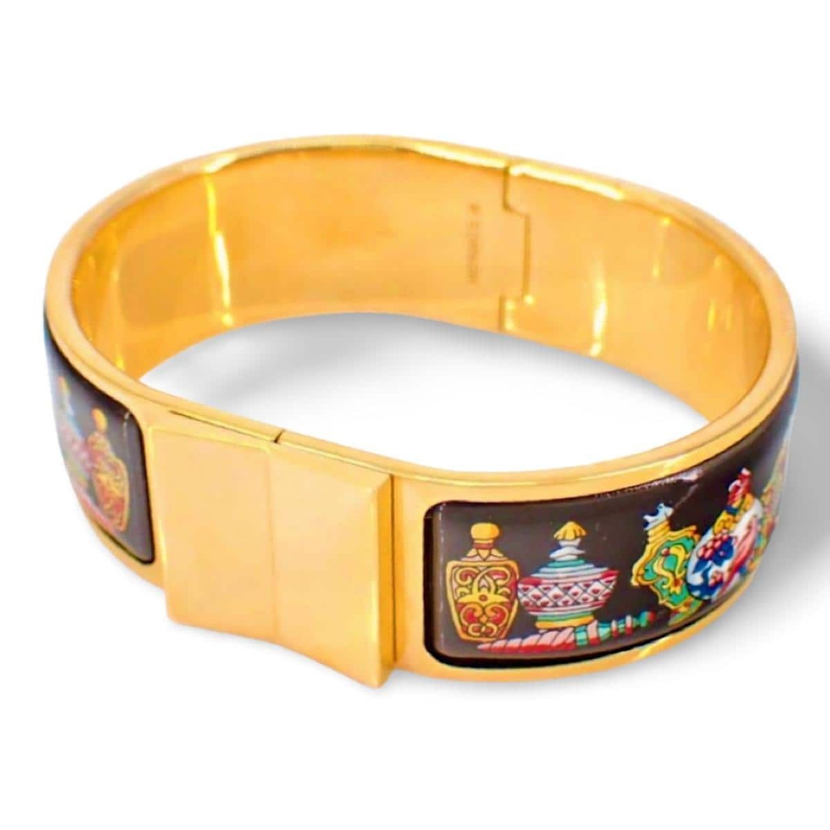 Hermes Vintage Hermes cloisonne enamel bangle, black perfume bottle Size ONE SIZE - 1 Thumbnail