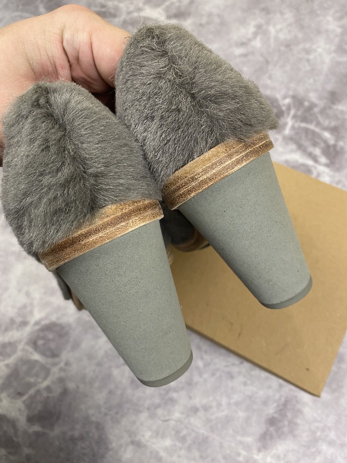 Eckhaus Latta Ugg x Eckhaus Latta Grey Fur Cone Heels Mules Size US 7 / IT 37 - 4 Thumbnail