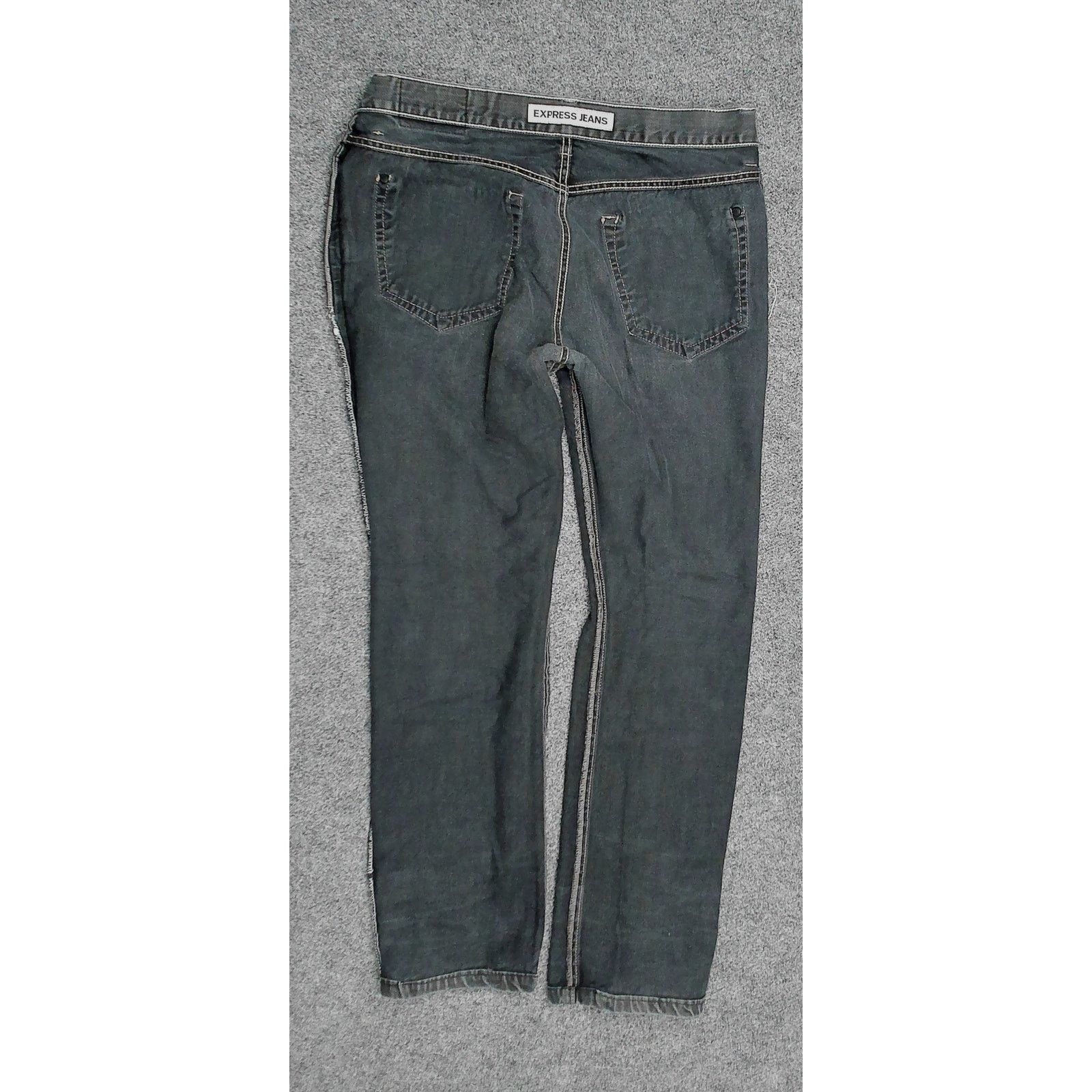 Express Express Faded Black Wash Distressed Denim Jeans 36x30 Size US 36 / EU 52 - 6 Thumbnail