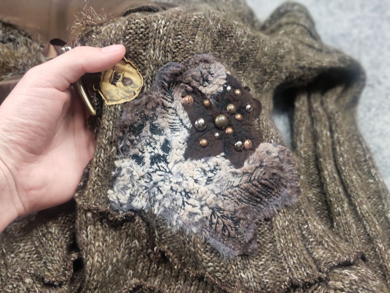 If Six Was Nine Zone Bleue vintage Y2K Brown Knit Sweater ruffle sleeves LGB Size M / US 6-8 / IT 42-44 - 12 Thumbnail