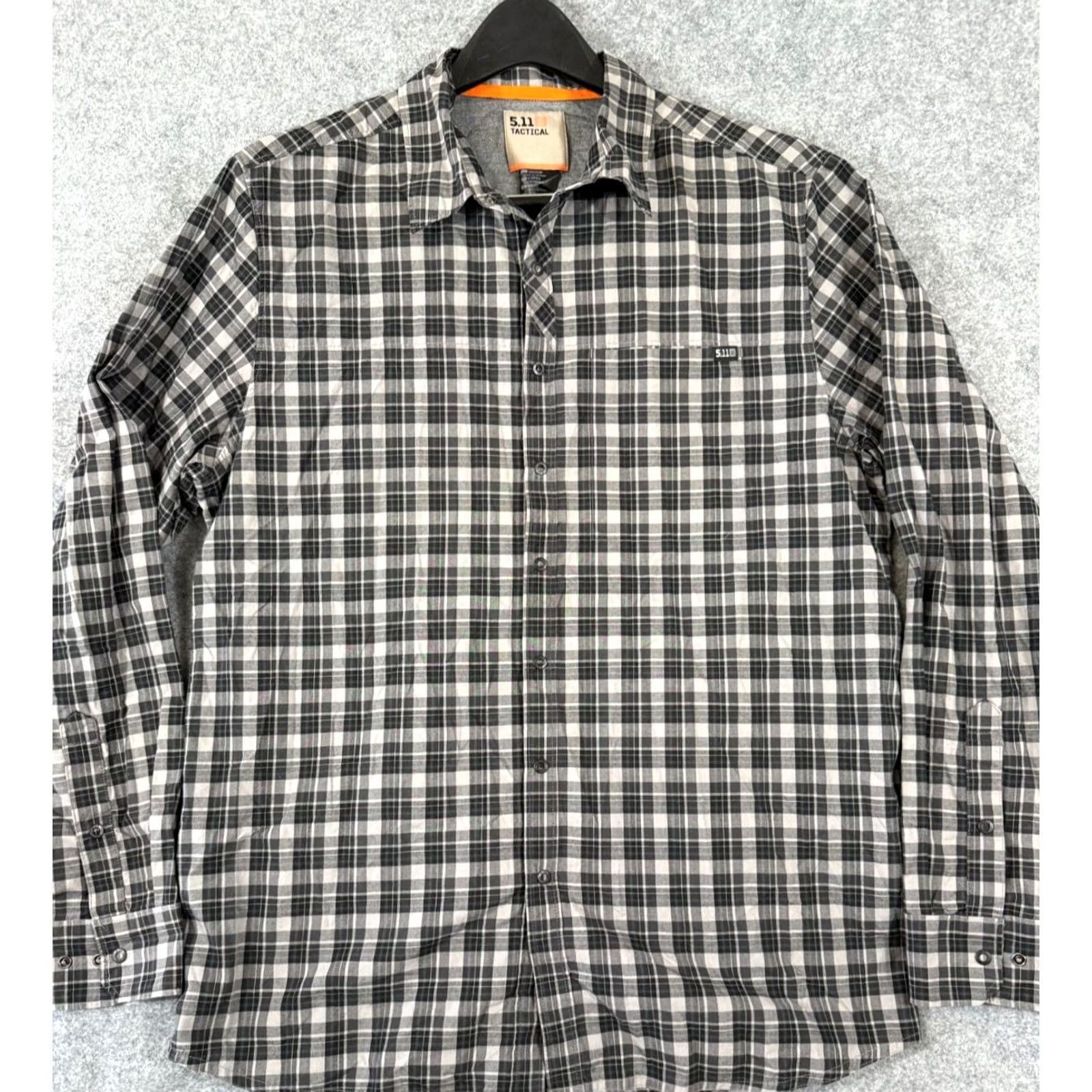 Vintage 5.11 Tactical Shirt Mens M Gray Button Black Plaid Long Sleeve Snaps Workwear Size US M / EU 48-50 / 2 - 2 Thumbnail