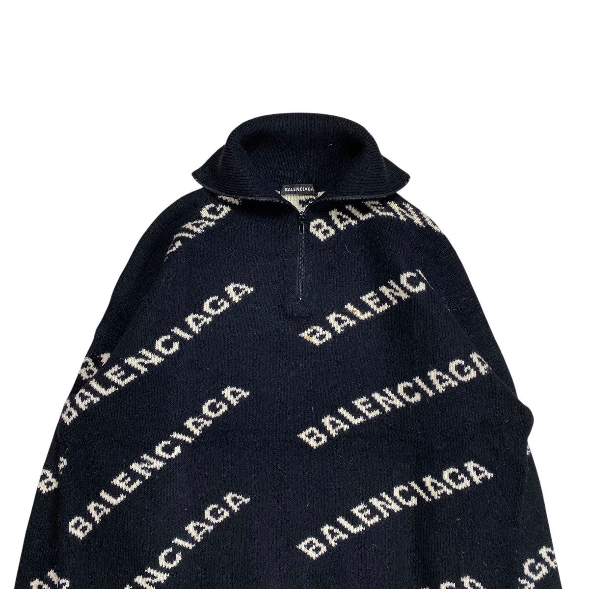 Balenciaga Balenciaga Halfzip Intarsia Logo Oversized Knitwear Size US S / EU 44-46 / 1 - 6 Thumbnail
