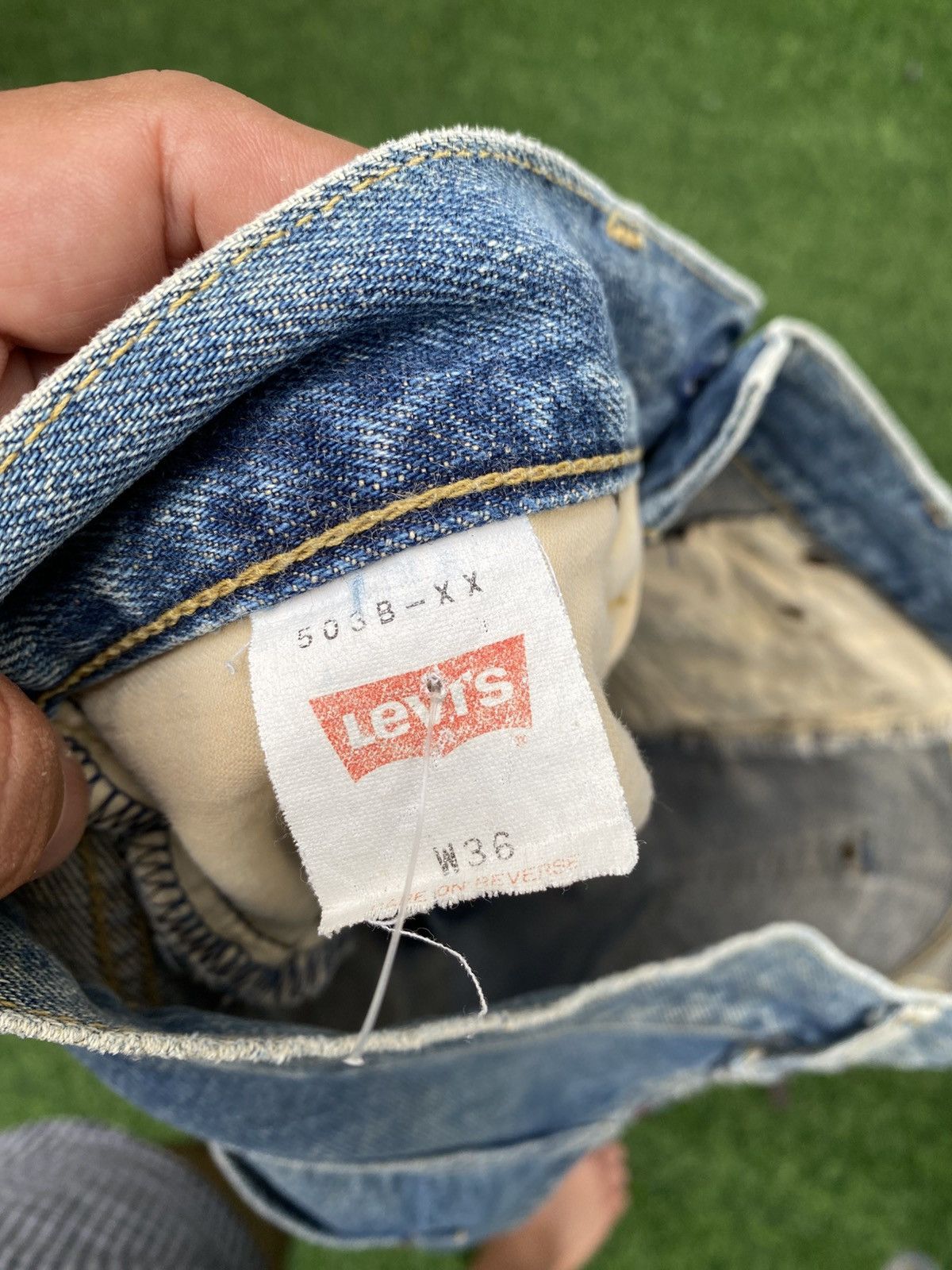 Levi's Vintage Clothing W35x9 Vintage levi's 503B Redline big E cut off denime Size US 35 - 4 Thumbnail