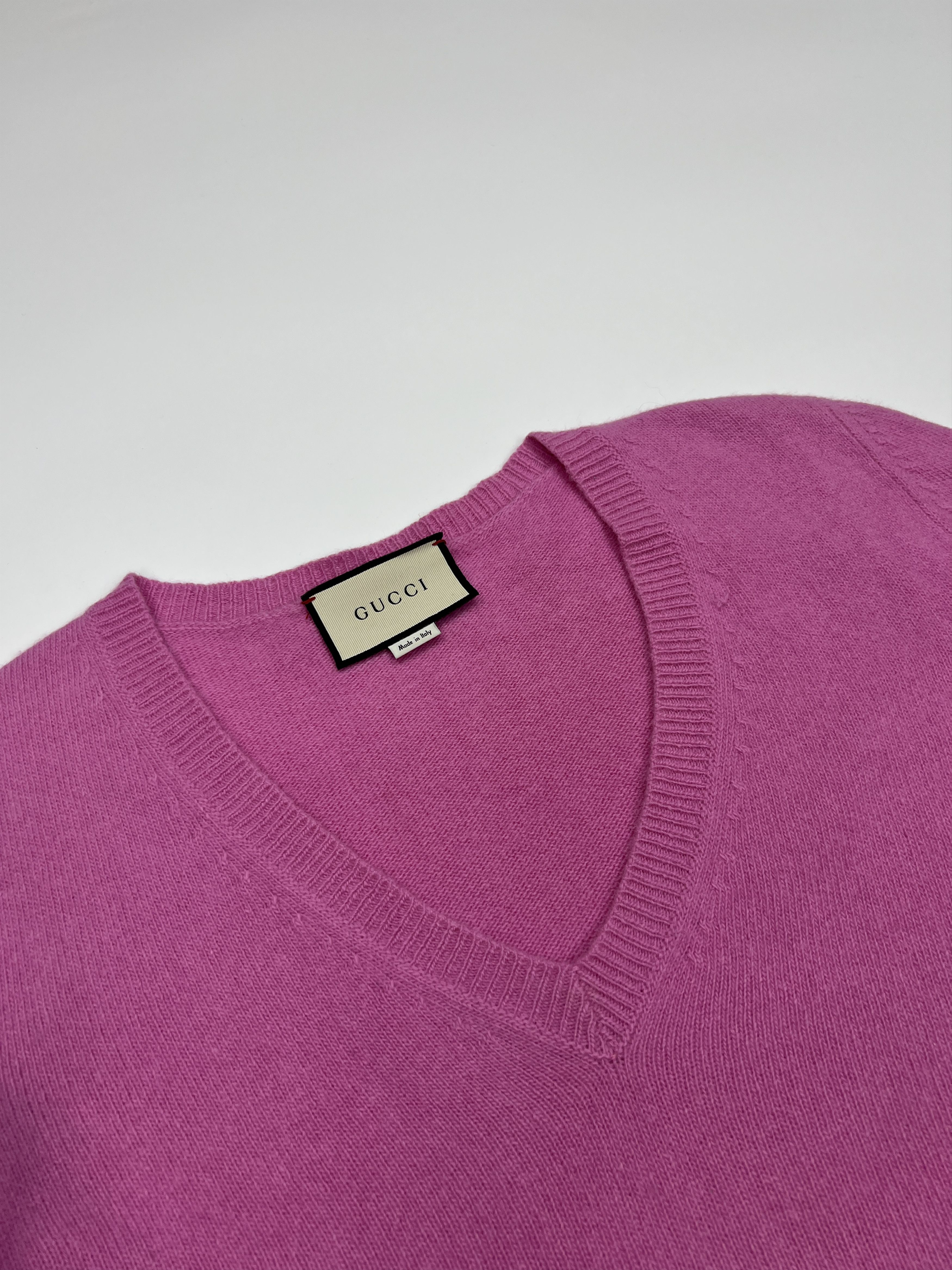 Gucci Gucci V Neck Pink Wool Cashmere Sweater Size M / US 6-8 / IT 42-44 - 6 Thumbnail