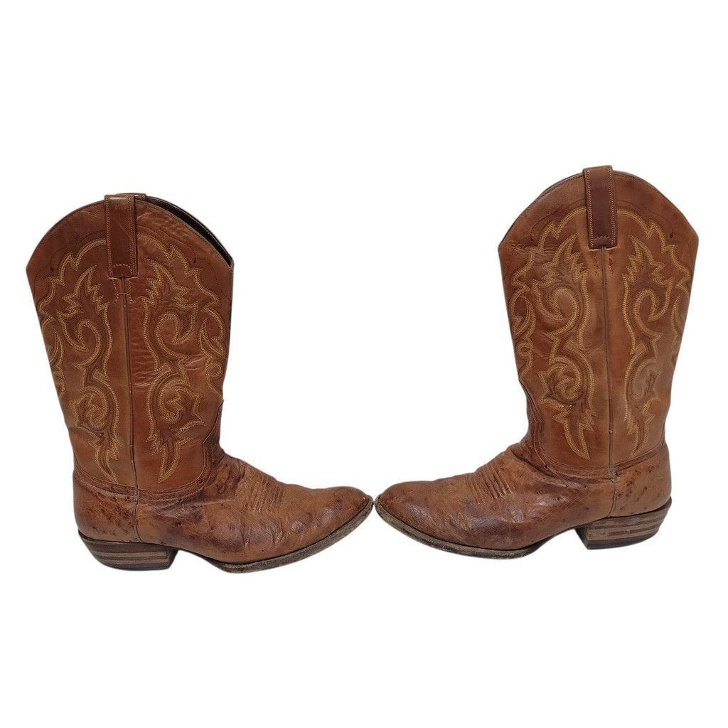 Ariat Ariat Brown Ostrich Leather Pointed Toe Boots 9D Men's Size US 9 / EU 42 - 2 Thumbnail