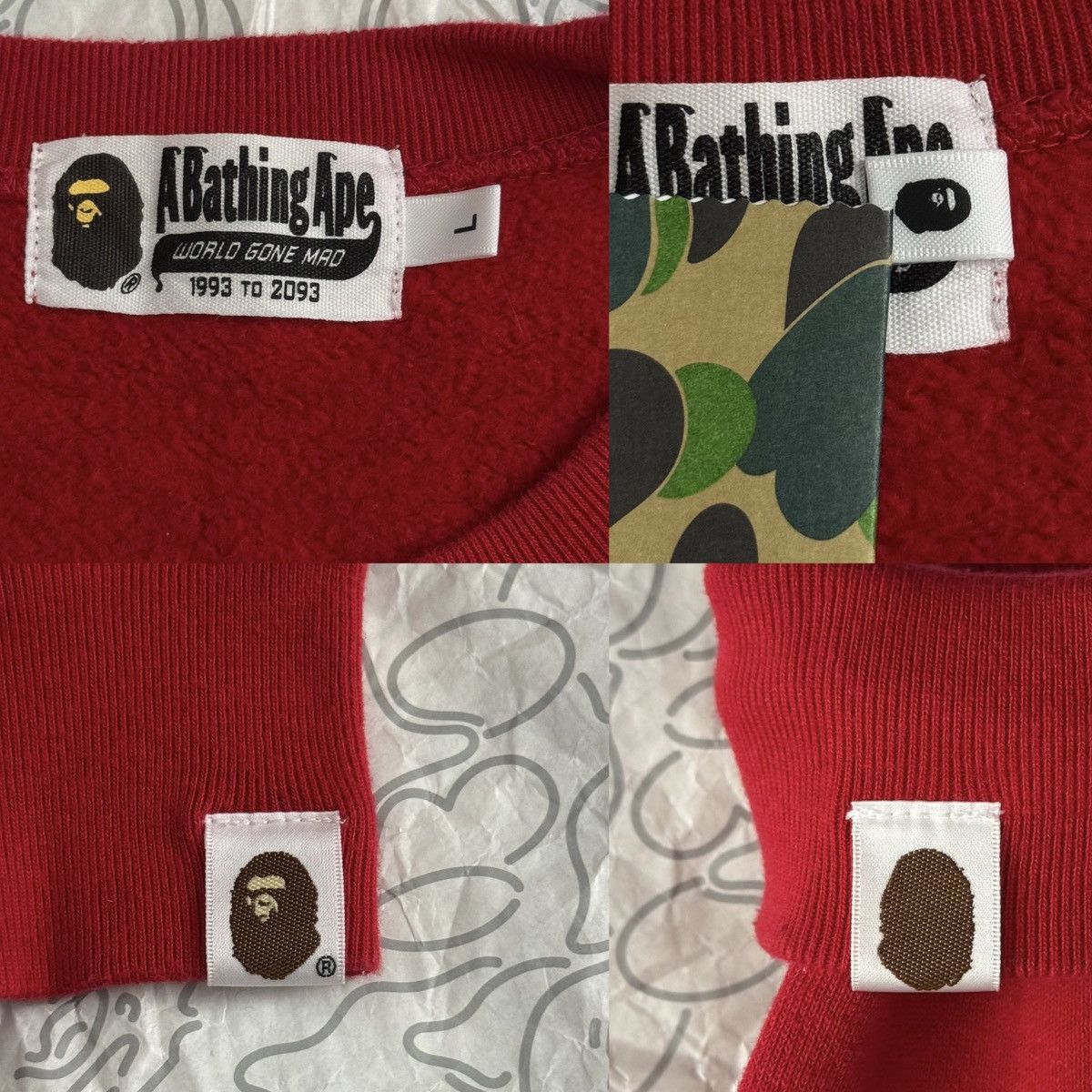Bape Bape ABC Camo Bapesta Crewneck Red 2020 Size US L / EU 52-54 / 3 - 6 Thumbnail