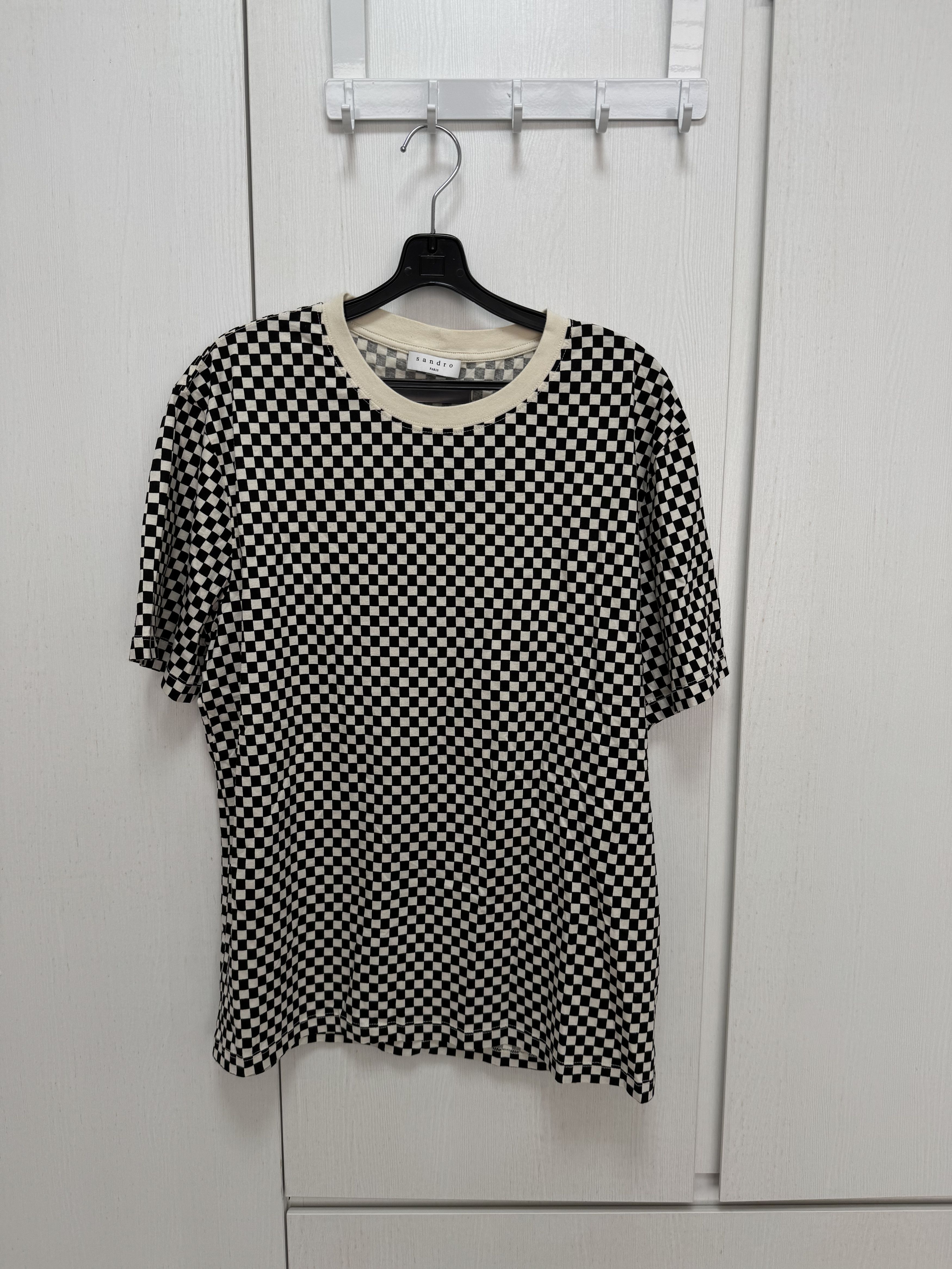 Sandro Vanilla Checkerboard T-Shirt Size US L / EU 52-54 / 3 - 1 Thumbnail