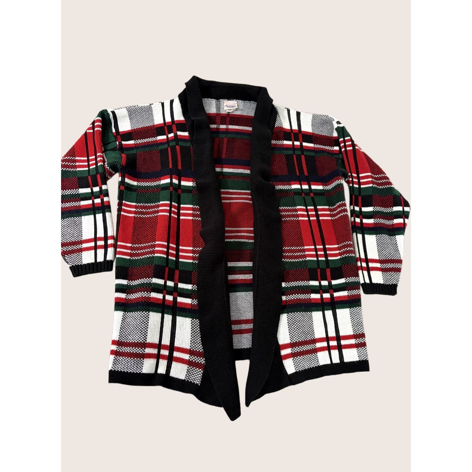 Vintage Huntington Ridge Cardigan Womens Medium Red Plaid Open Sweater Holiday Christmas Knit V-Neck Long Sleeve Size M / US 6-8 / IT 42-44 - 1 Thumbnail