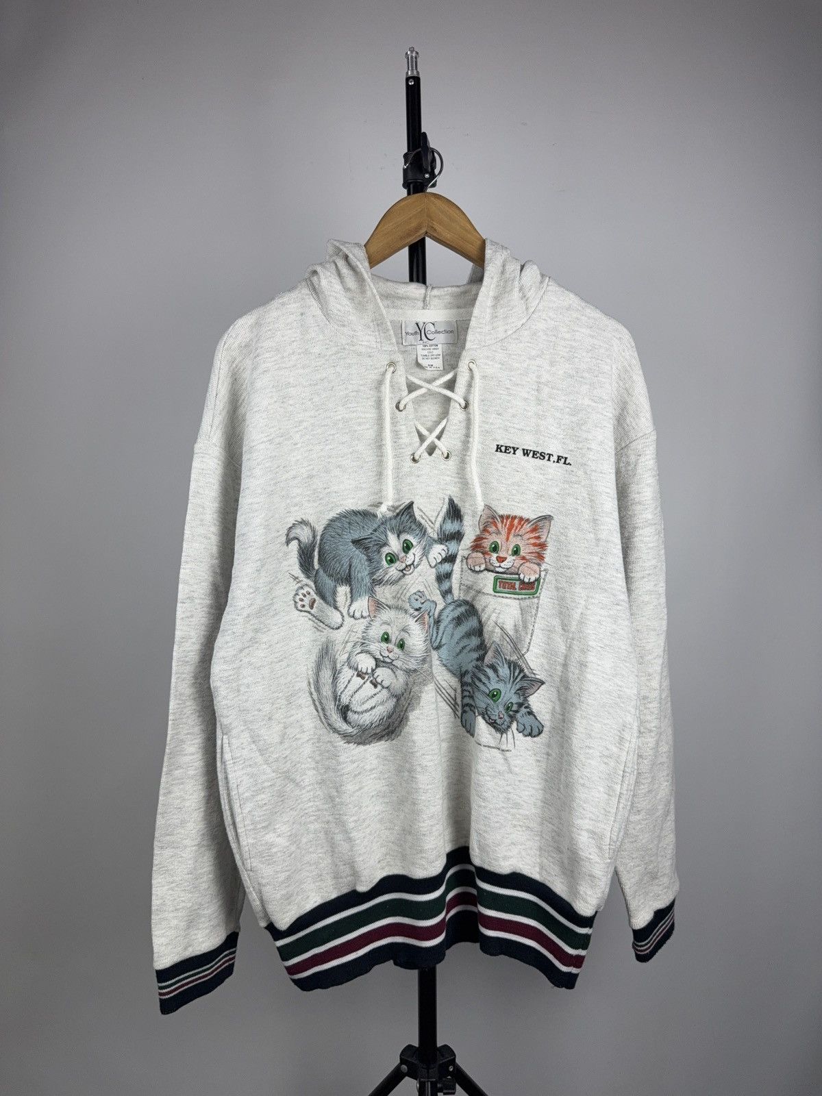 Vintage Vintage 1996 Cat Graphic Hoodie Key West Lace Up 90s Style Size US M / EU 48-50 / 2 - 1 Thumbnail
