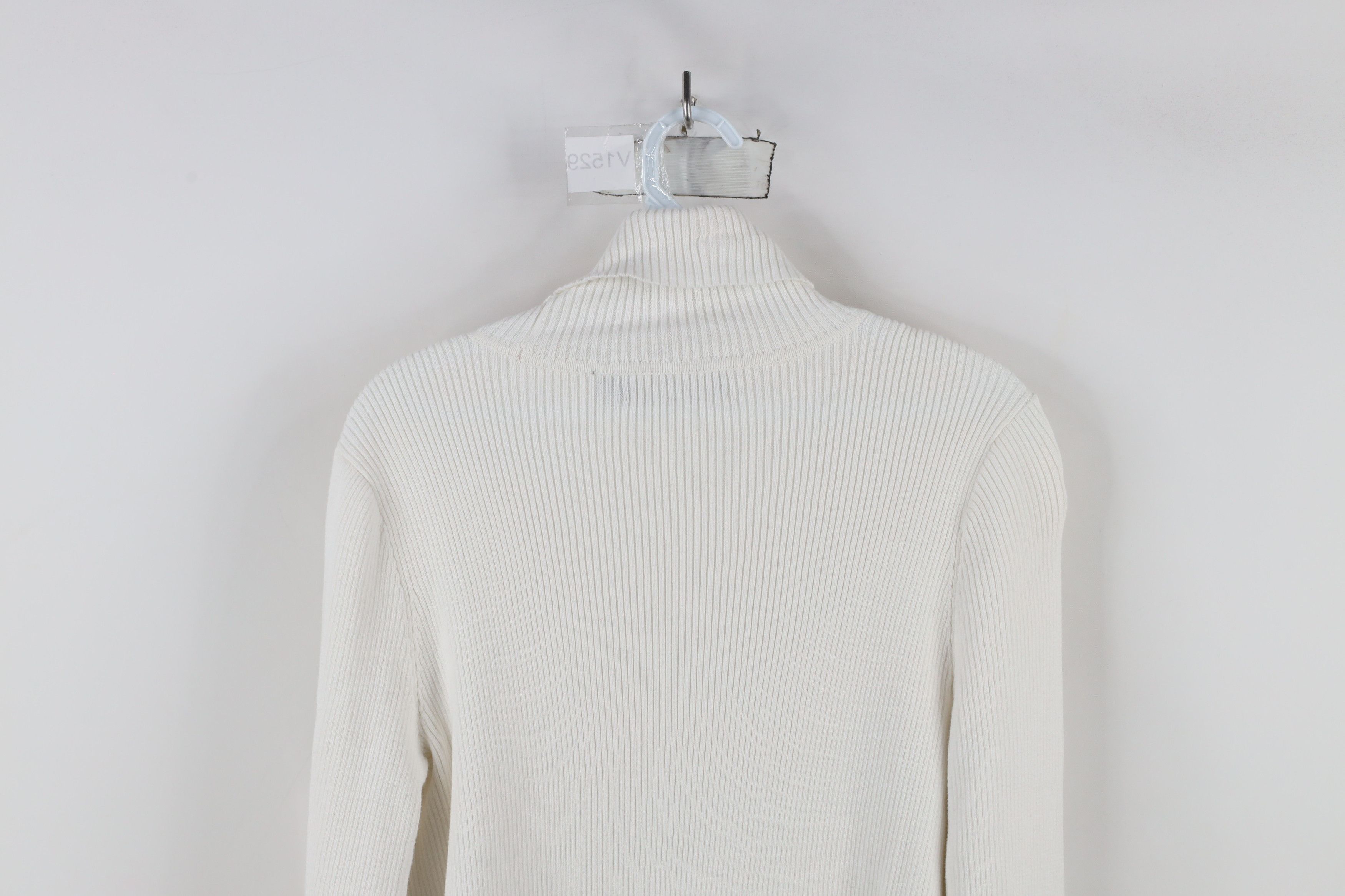 Ralph Lauren × Vintage Vintage 90s Ralph Lauren Ribbed Turtleneck Sweater White Size L / US 10 / IT 46 - 10 Thumbnail