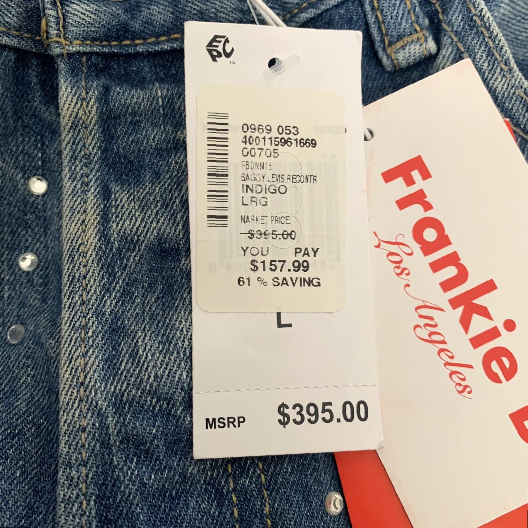 Vintage VINTAGE Frankie B Jeans 34x32 Sz L Studded Crystal Straight Button Fly Released Hem 395 Size 24" / US 00 / IT 34 - 5 Thumbnail