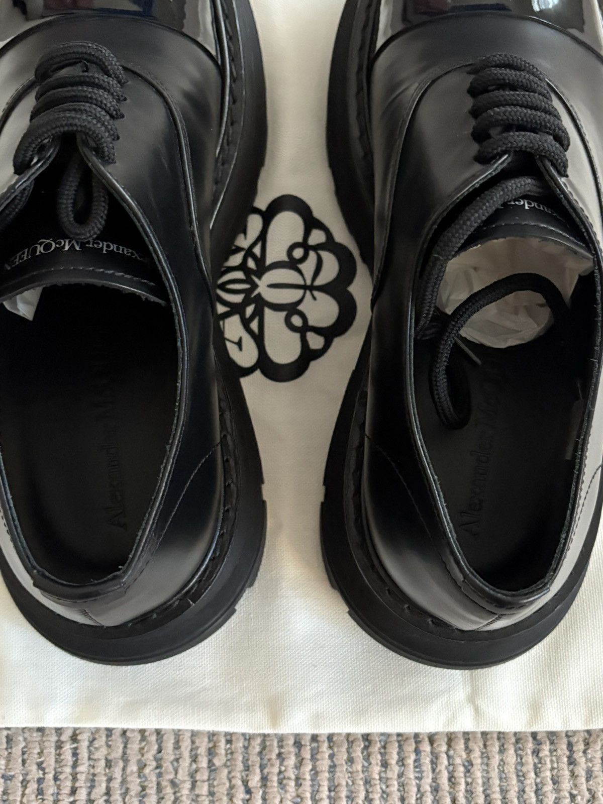 Alexander McQueen Black Contrast Leather Tread Derbies Size US 7 / EU 40 - 4 Thumbnail