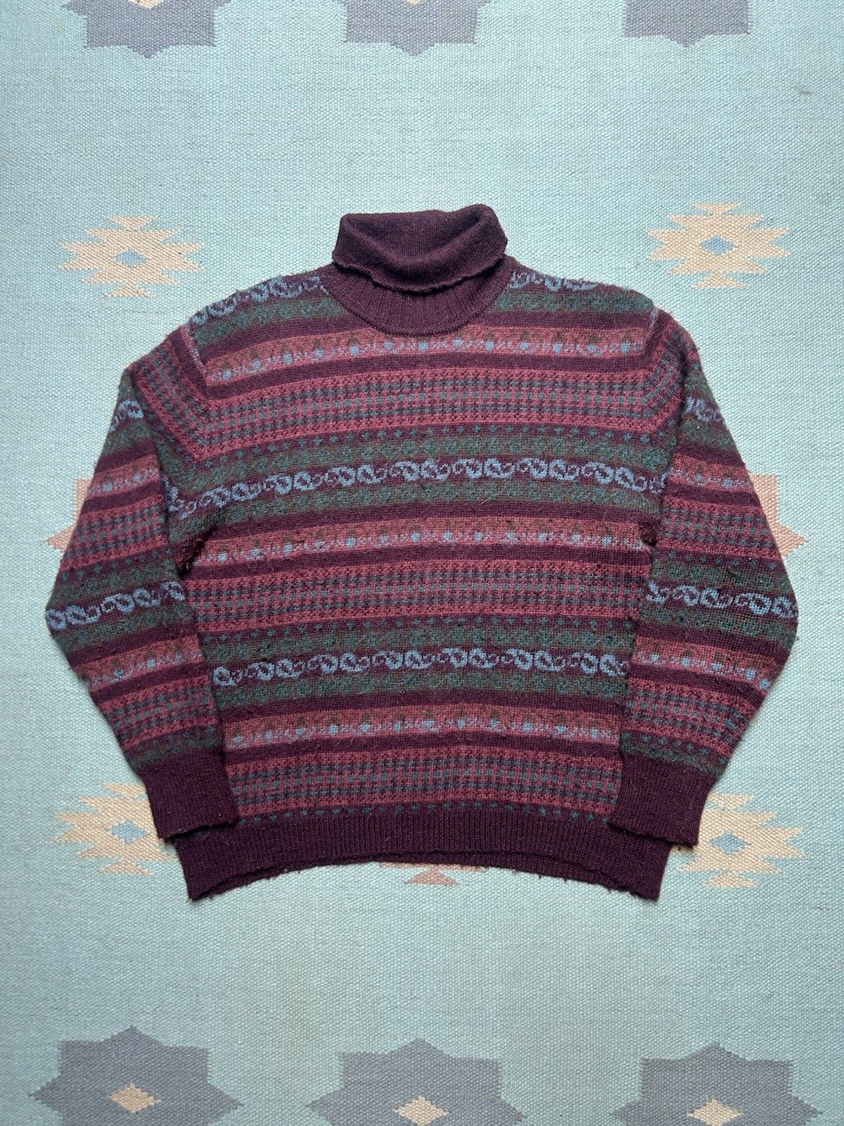 Vintage Eddie Bauer wool alpaca sweater turtleneck fair isle Medium Size M / US 6-8 / IT 42-44 - 1 Thumbnail