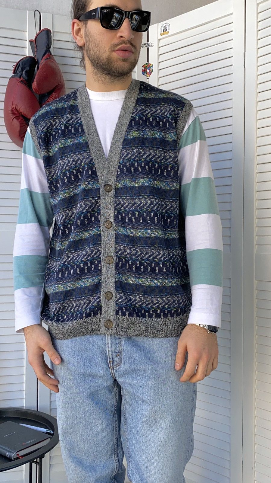 Designer × Vintage Vintage 90s Lana Knit Cardigan Sweater Button Vest Size US L / EU 52-54 / 3 - 2 Thumbnail