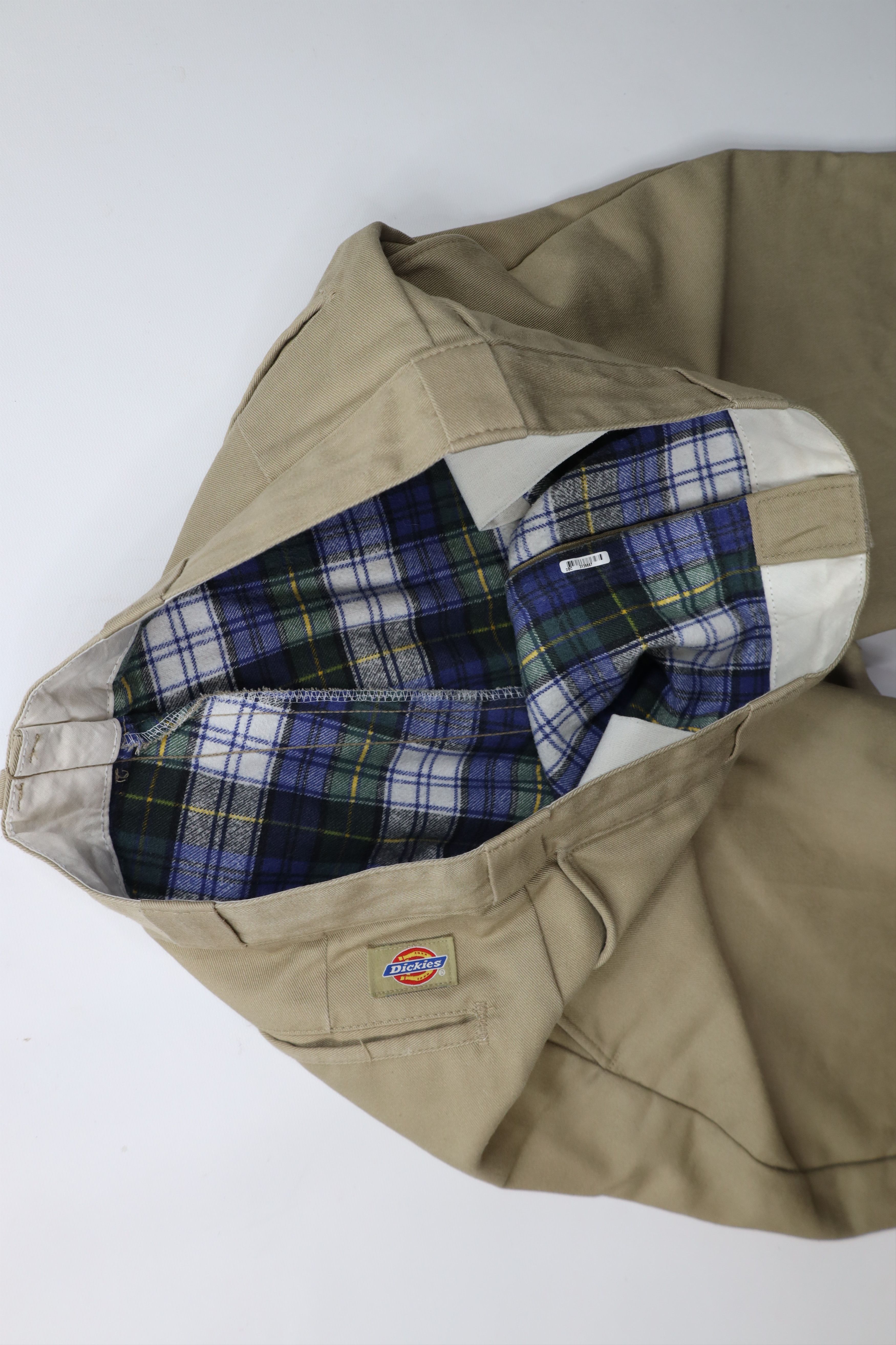 Dickies × Vintage Vintage 90s Dickies Flannel Lined Wide Leg Work Pants Beige Size US 36 / EU 52 - 9 Thumbnail
