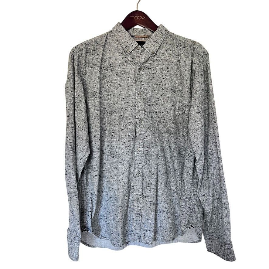 Denim & Flower Denim & Flower Men XL Button-Up Shirt Gray Textured Long Sle Size US XL / EU 56 / 4 - 1 Thumbnail