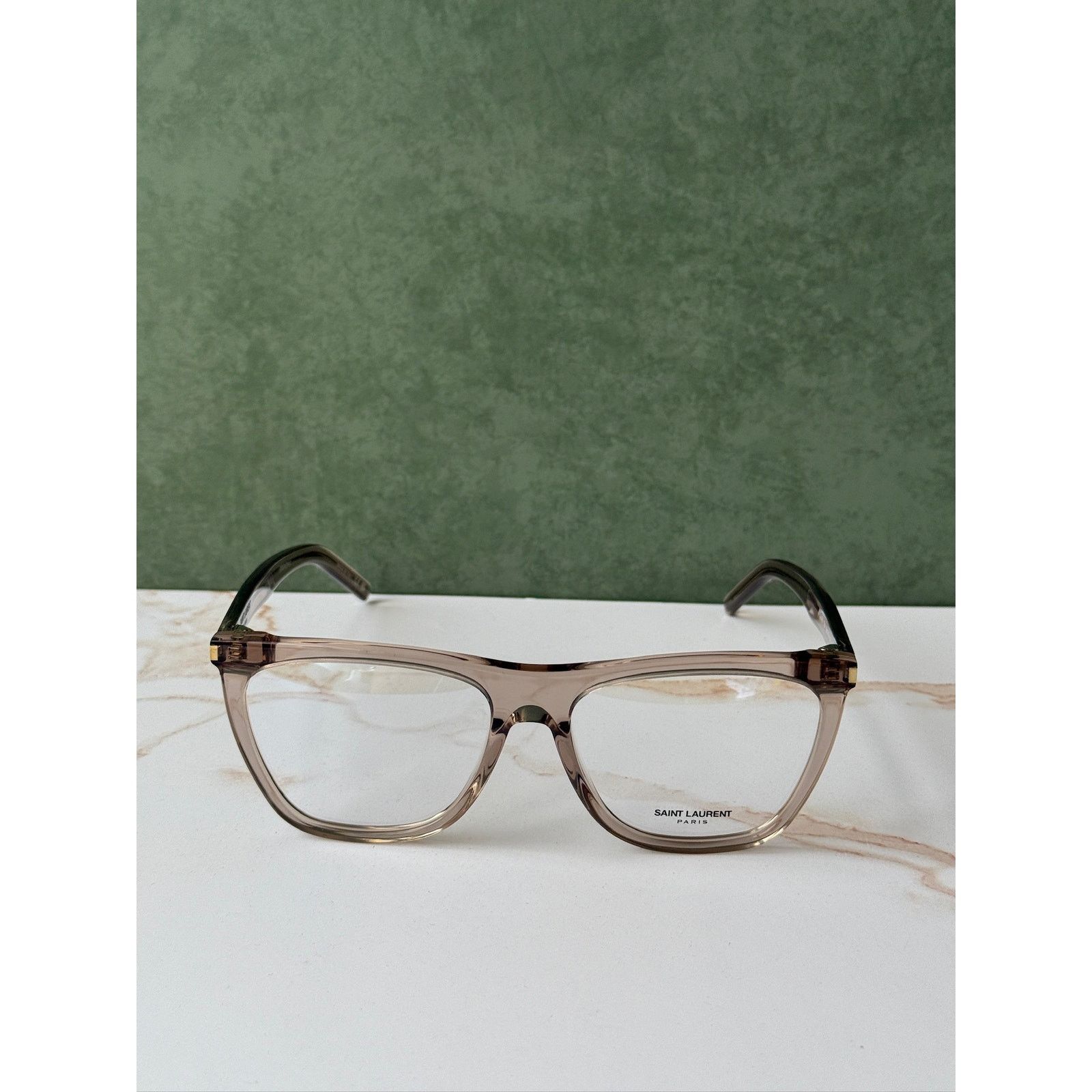 Saint Laurent Paris NEW Saint Laurent SL518 Transparent Beige Eyeglasses Frames Size ONE SIZE - 6 Thumbnail