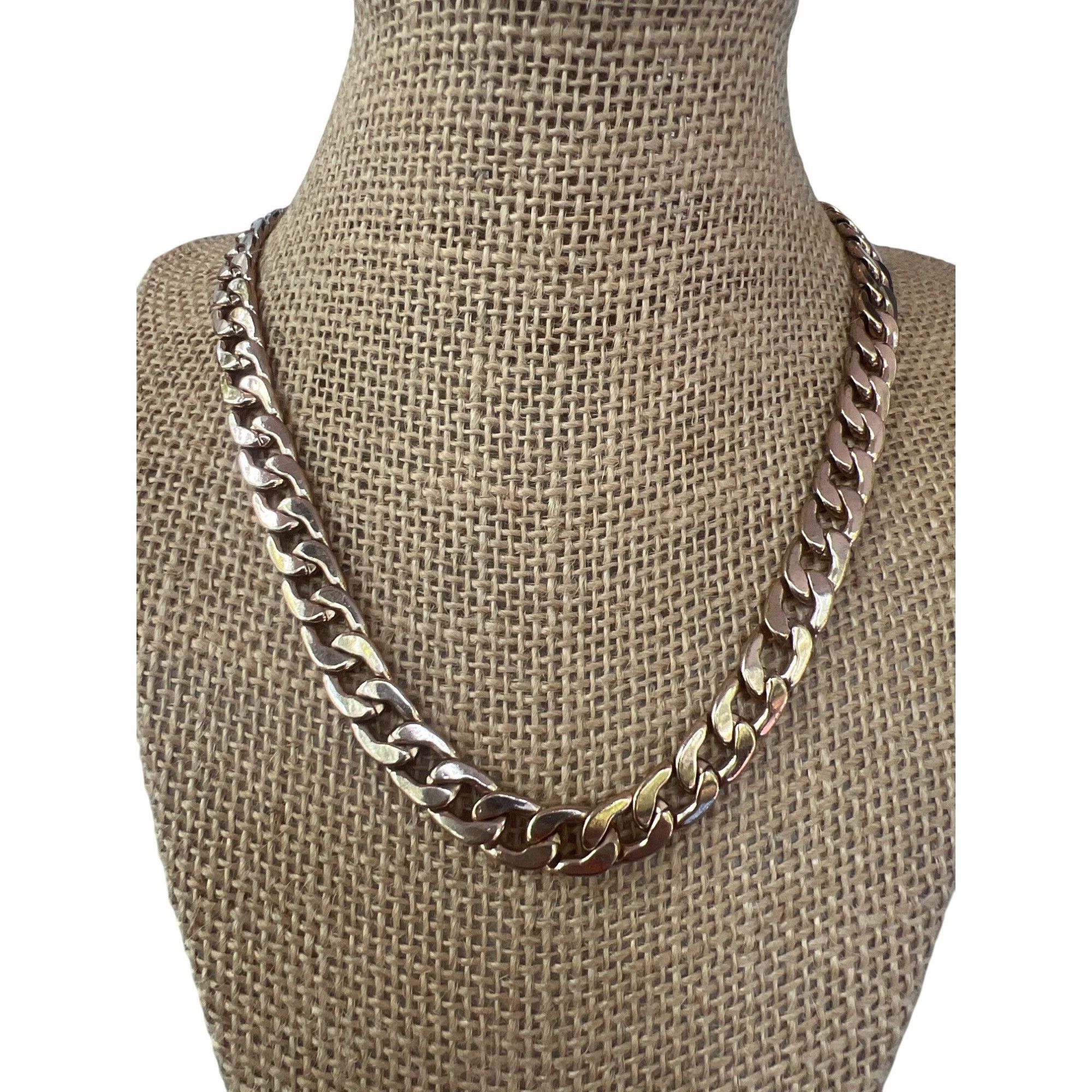 Other Vintage Gold Tone Cuban Chain Necklace Flat Unisex Lobster C Size ONE SIZE - 1 Thumbnail