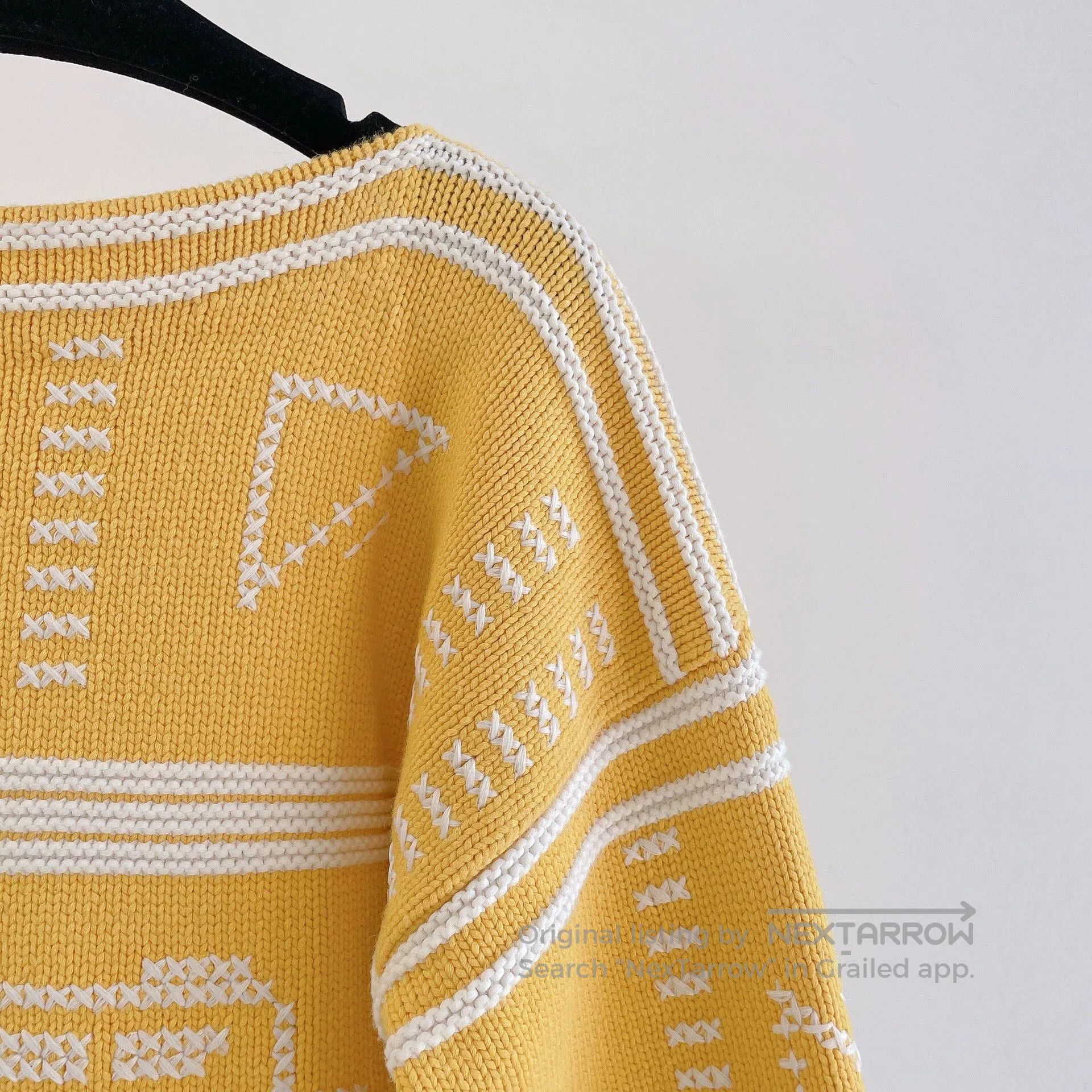 Hermes Hermes Yellow White Knit Top. Size M / US 6-8 / IT 42-44 - 3 Thumbnail