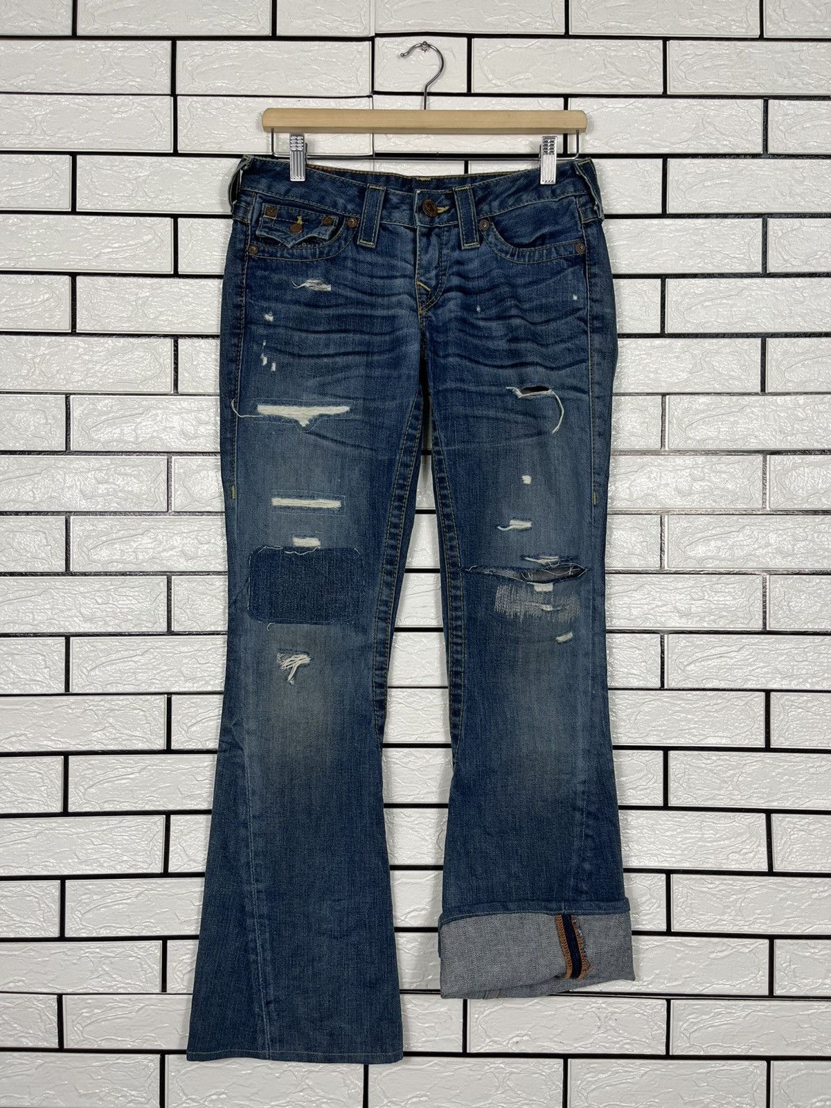 Japanese Brand Vintage True Religion Brand Jeans Patchwork Denim Size 28" / US 6 / IT 42 - 12 Thumbnail