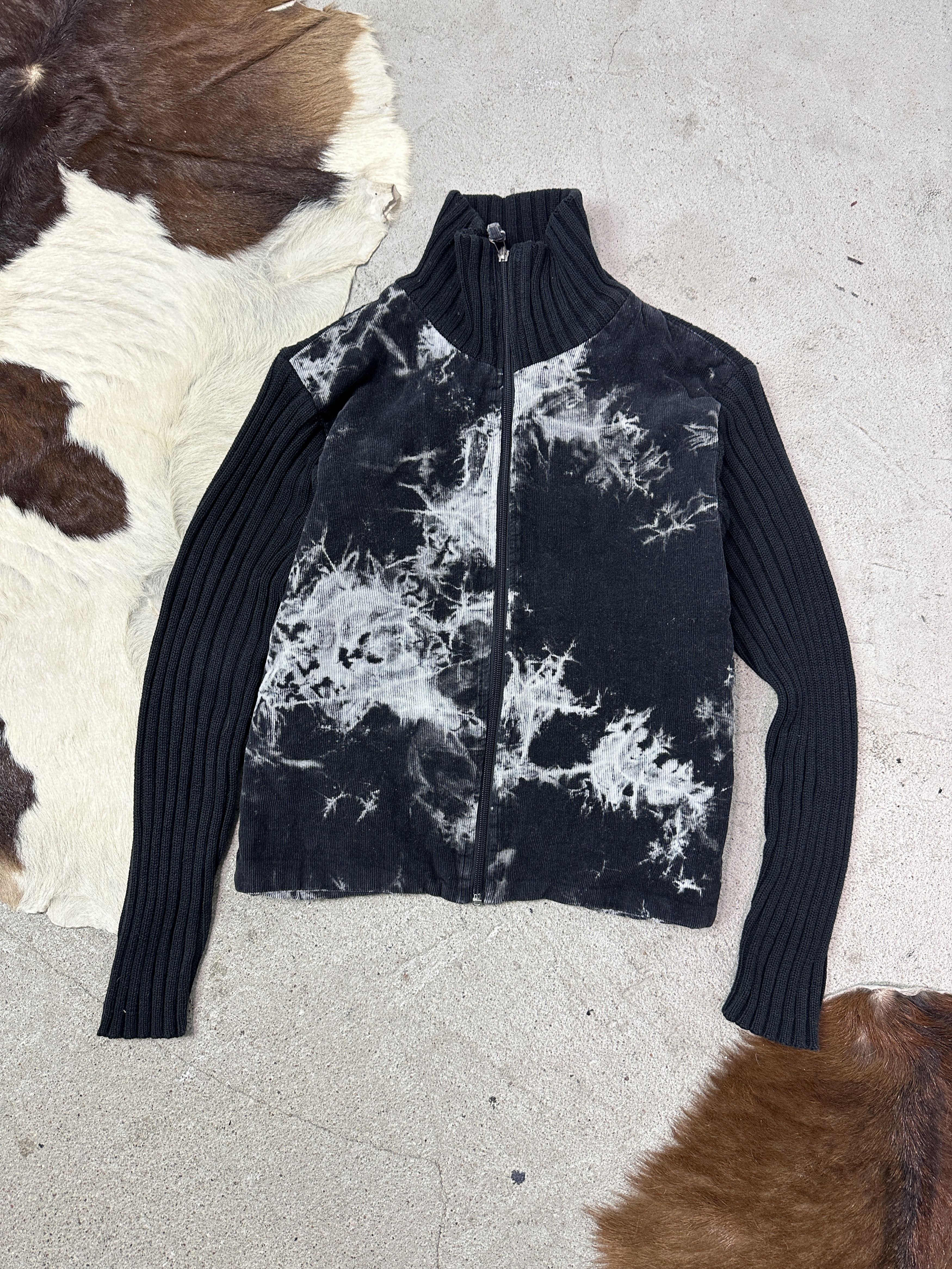 Vintage Vintage Acid Bleach Ribbed Turtle Neck Zip Sweater 00s Size US M / EU 48-50 / 2 - 2 Thumbnail