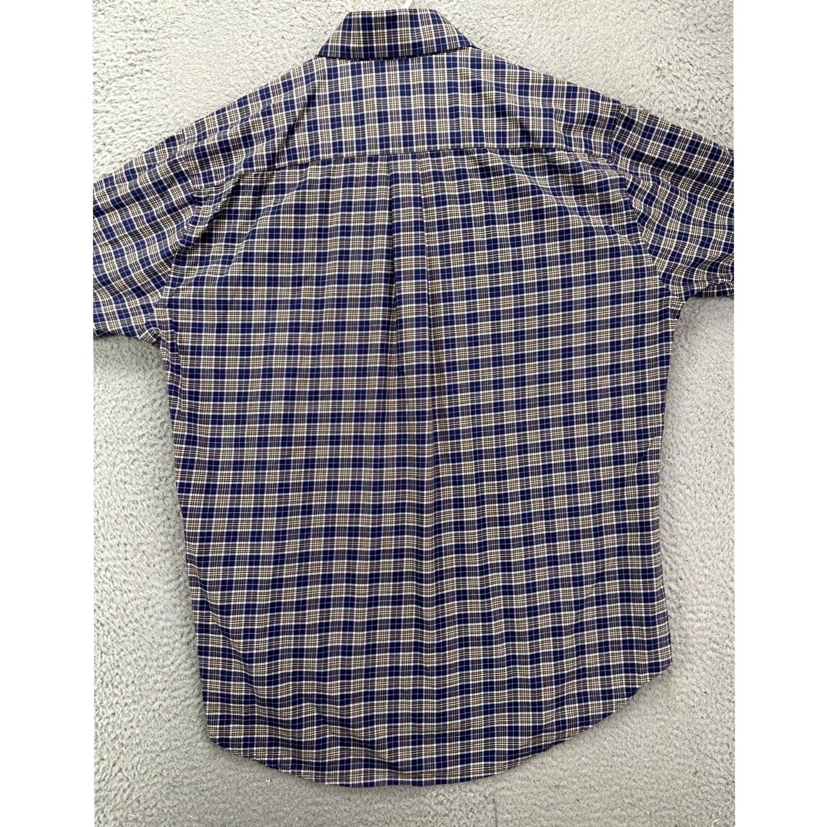 Peter Millar Peter Millar Shirt Mens Large Plaid Button-Down Short Sleeve Navy Brown Casual Size US L / EU 52-54 / 3 - 3 Thumbnail