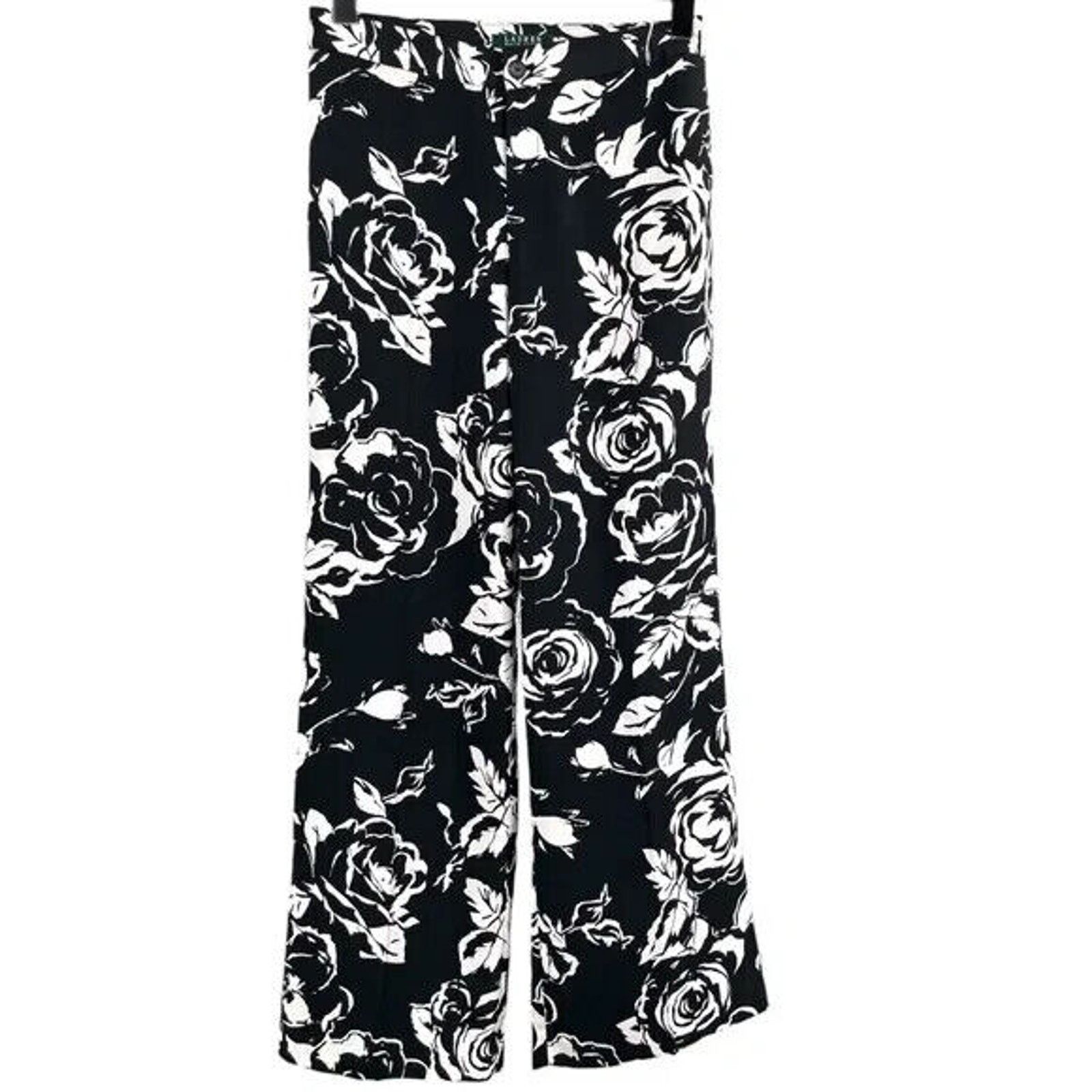 Ralph Lauren Black Label RALPH LAUREN BLACK & WHITE FLORAL PRINT WIDE LEG PANTS SZ 10 Size 32" / US 10 / IT 46 - 9 Thumbnail