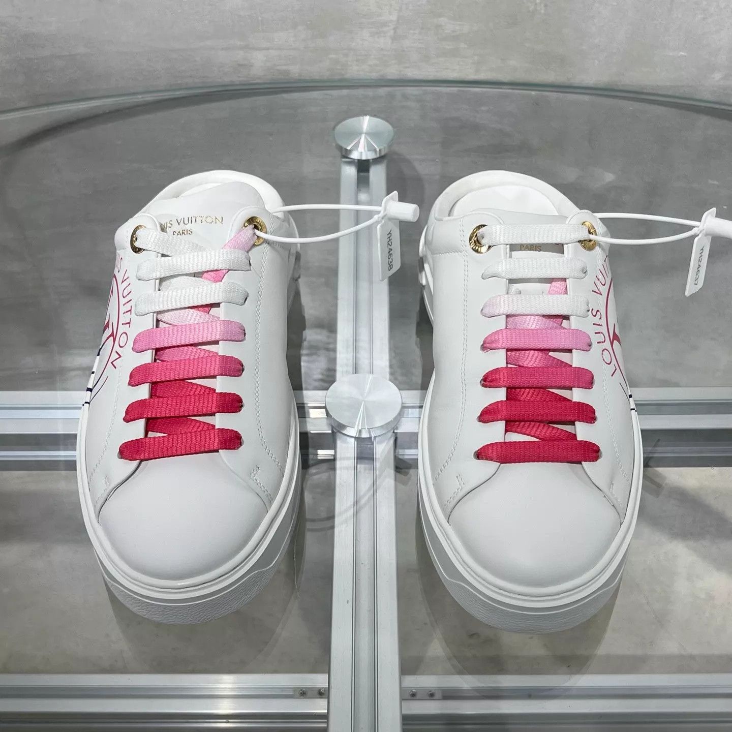 Louis Vuitton LV gradient logo platform slide white pink UK3 37 Size US 5.5 / IT 35.5 - 1 Thumbnail