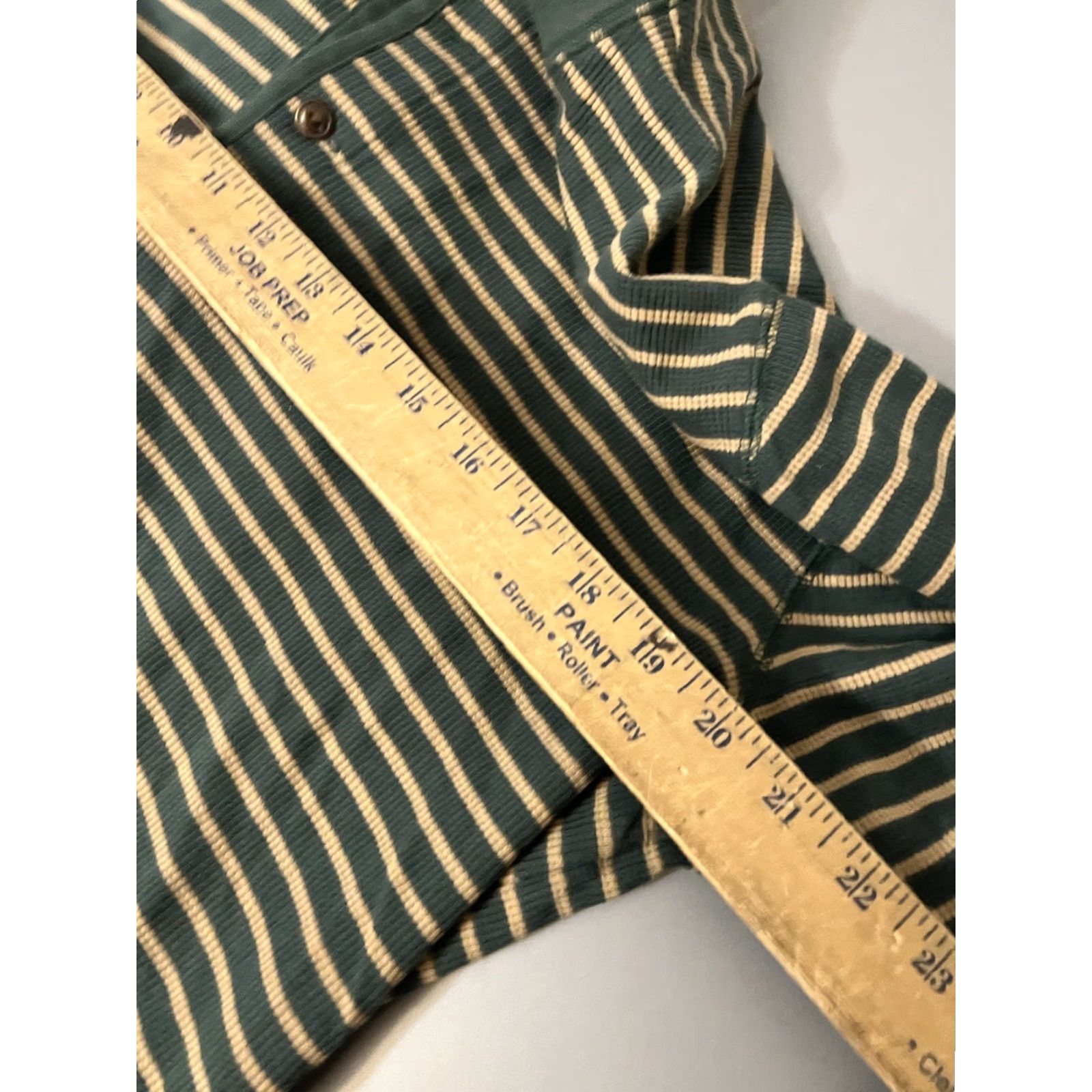 Lands' End Lands' End Shirt Men L Green Tan Striped Long Sleeve 42-44 Cotton Blend Vintage N/A Size US L / EU 52-54 / 3 - 5 Thumbnail