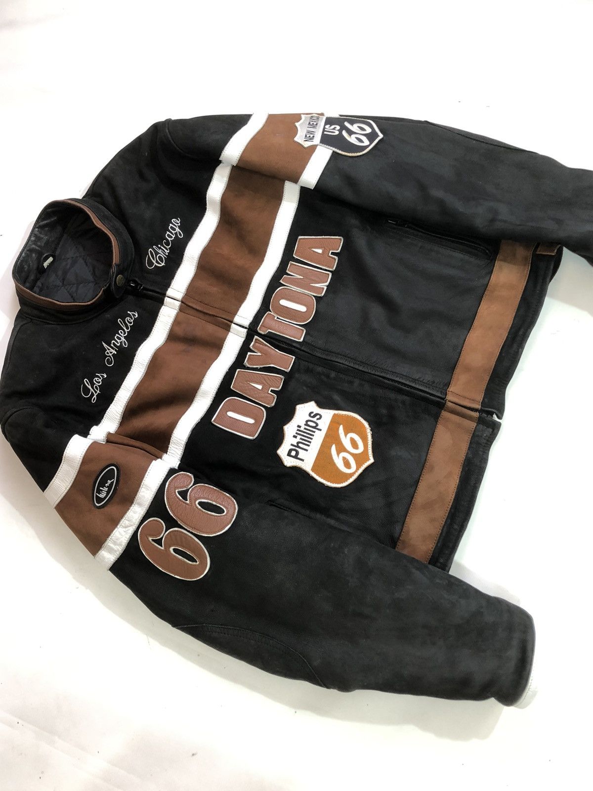 Ferrari × Harley Davidson × Honda Route 66 Daytona Leather Moto Motorcycle Racing Jacket Size US XL / EU 56 / 4 - 8 Thumbnail