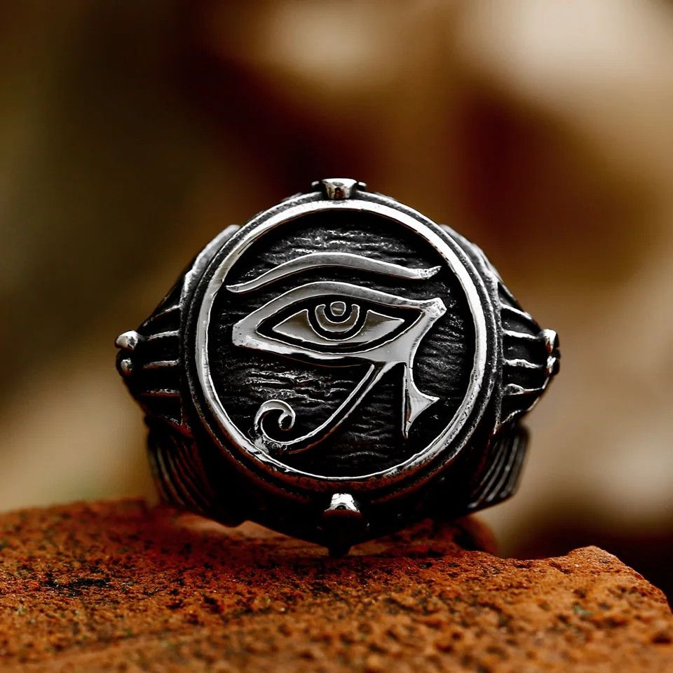 Jewelry × Vintage SIZE 10 316L Stainless Steel Eye of Horus Ancient Egypt Ring Size ONE SIZE - 1 Thumbnail