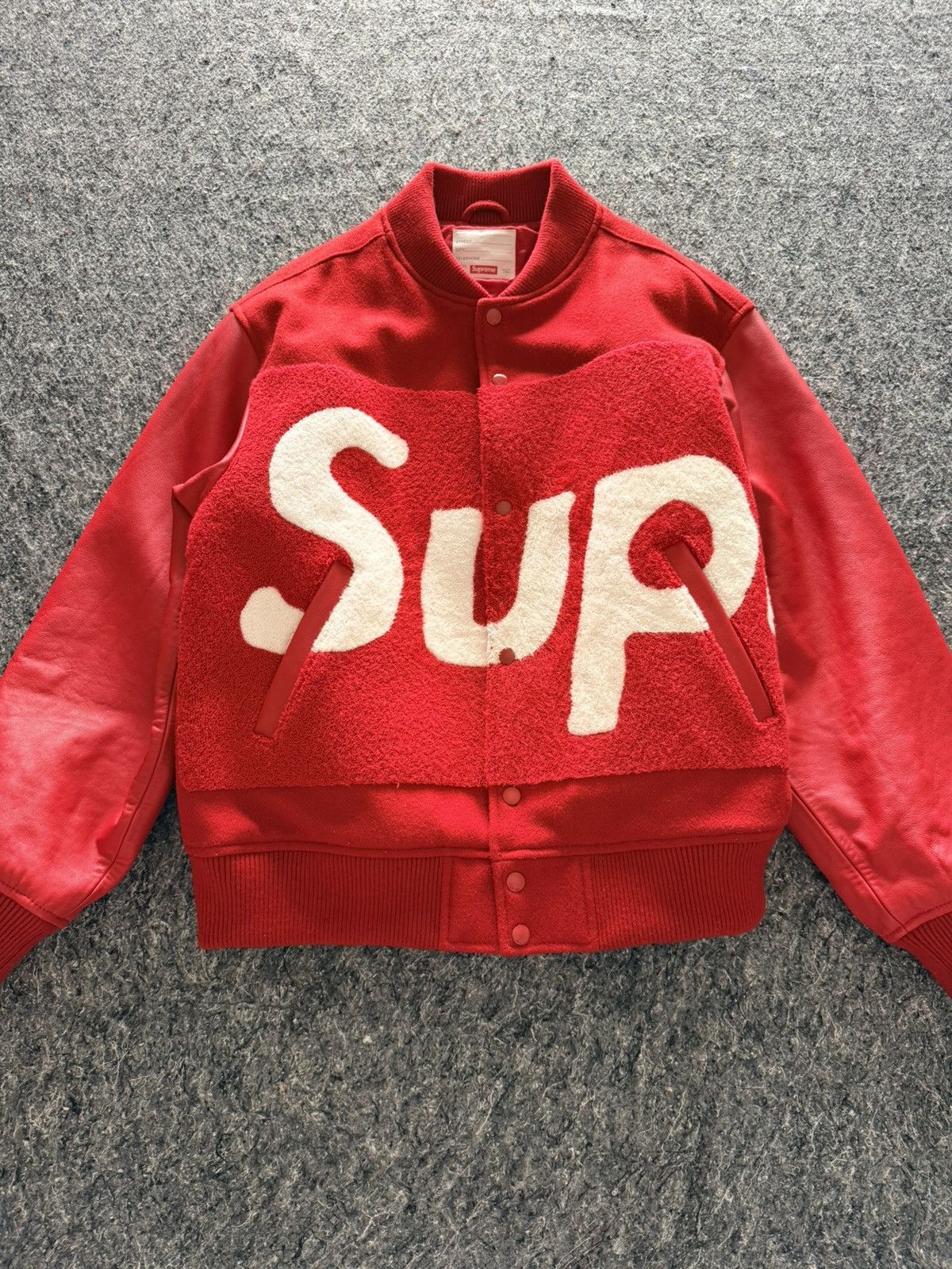 Cactus Plant Flea Market × Supreme Supreme CPFM leather varsity jacket Red L Size US L / EU 52-54 / 3 - 1 Thumbnail