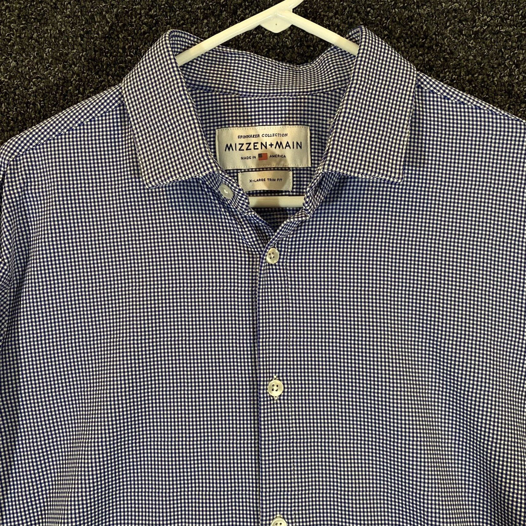 Mizzen+Main Mizzen+Main Shirt Mens XL Trim Fit Blue Check Button Up Spinnaker Long Sleeve Size US XL / EU 56 / 4 - 2 Thumbnail