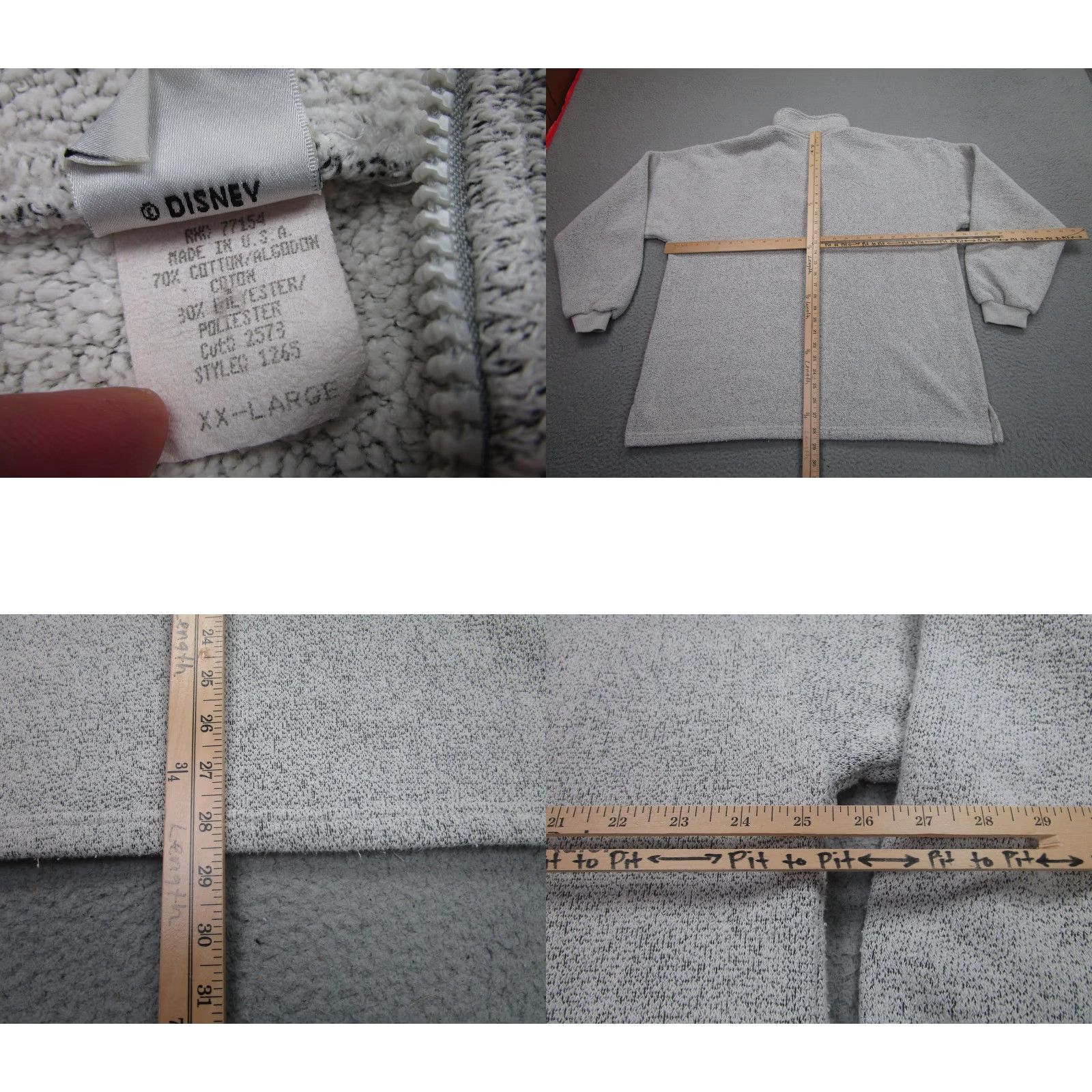 Disney VINTAGE The Disney Store Sweater Mens 2XL Gray Tigger 1/4 Zip Fleece Pullover USA Size US XXL / EU 58 / 5 - 8 Thumbnail