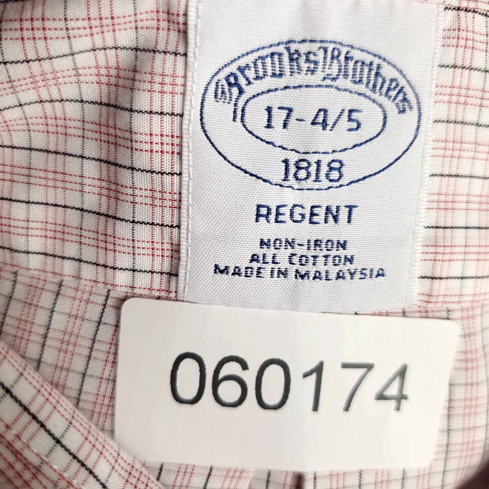 Brooks Brothers Brooks Brothers Dress Shirt Men's 17 Red Plaid Long Sleeve Button Up 100% Cotton Regular Fit Non-Iron Size 46R - 7 Thumbnail
