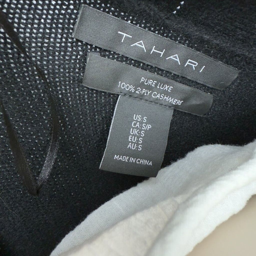 Other TAHARI Pure Luxe 2-ply Long Knit Duster Black Cardigan sz S Size XS / US 0-2 / IT 36-38 - 8 Thumbnail