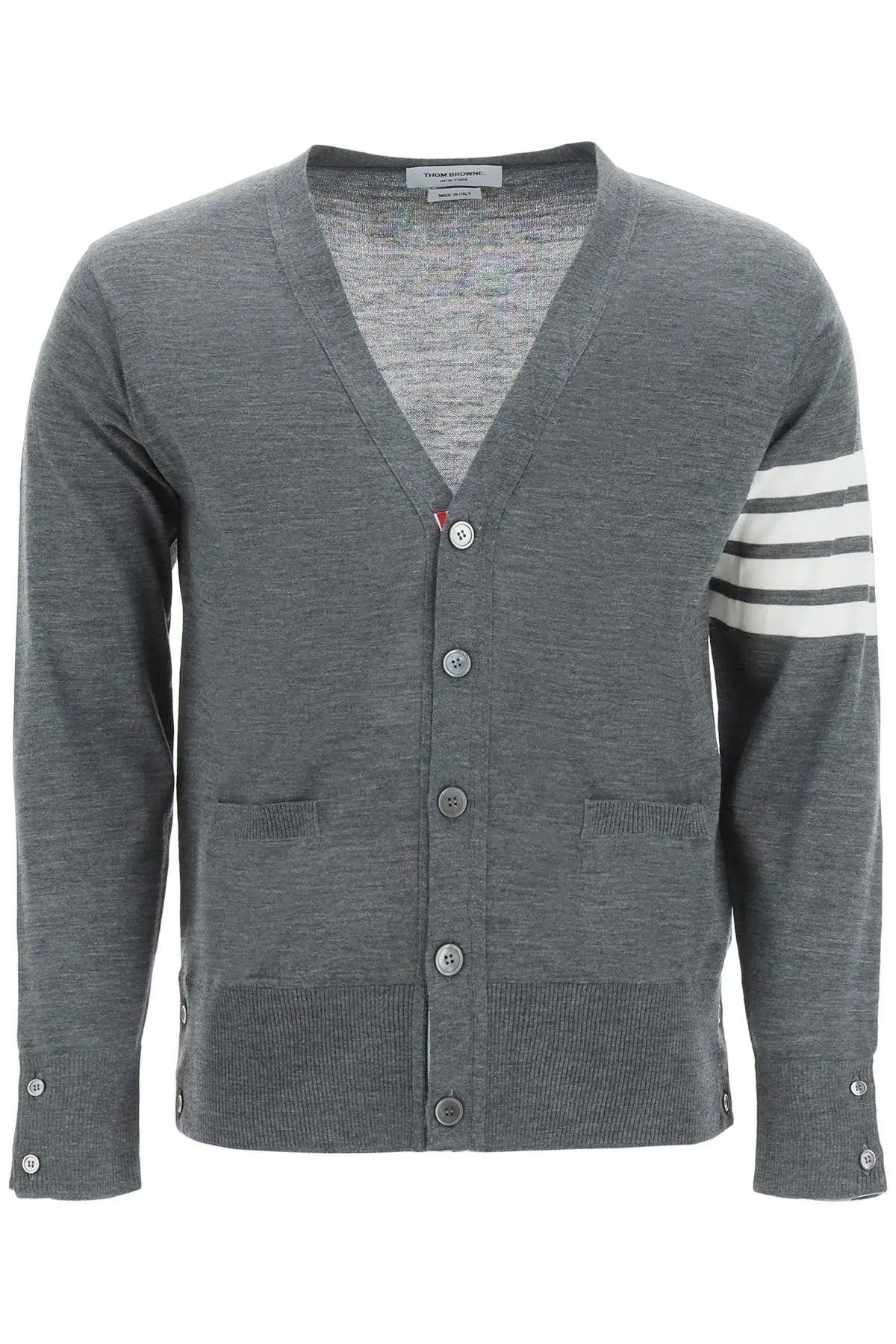 image of Thom Browne O1S22I1N0324 4-Bar Cardigan In Grey, Men's (Size XL)