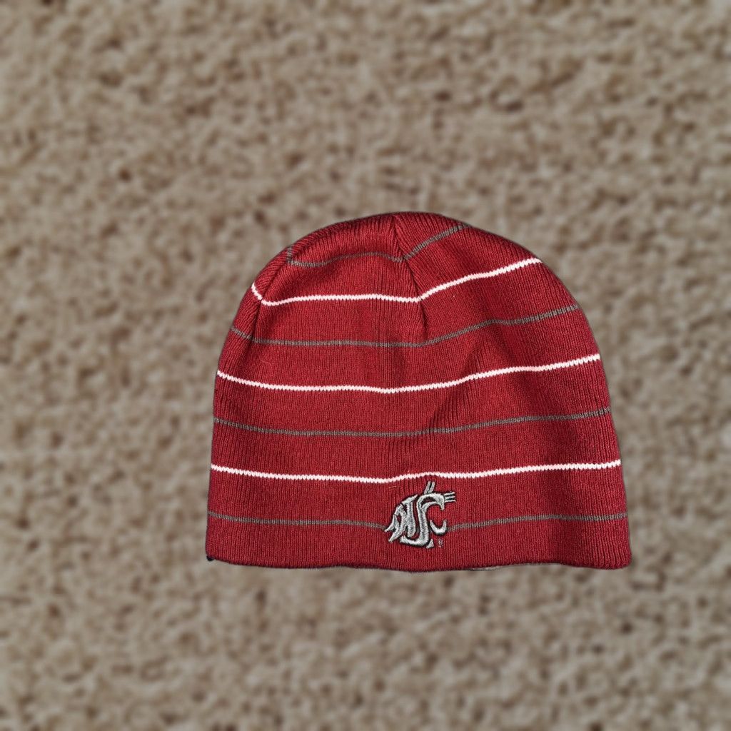 Vintage The Game Beanie Hat Mens One Size Red Striped Washington State WSU Cougars Knit Size ONE SIZE - 1 Thumbnail