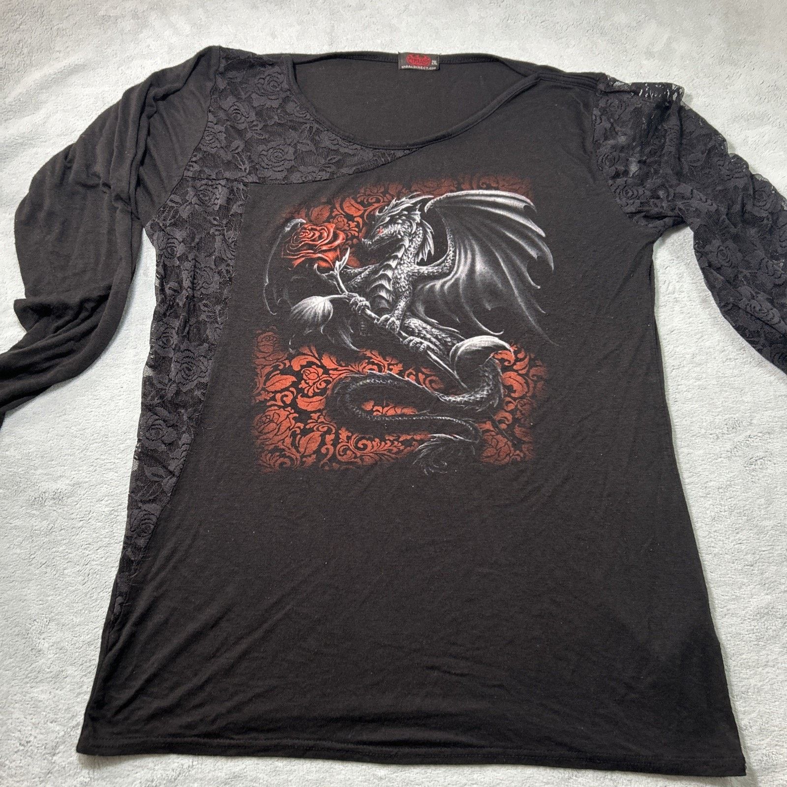 Affliction Spiral Direct Gothic Affliction Style Top 2XL Dragon Floral Size XXL / US 16-18 / IT 52-54 - 11 Thumbnail