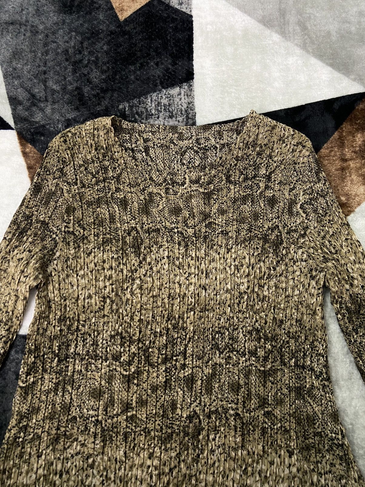 Japanese Brand Pleatsme Snakeskin Pleated Asymmetric Tunic Dress Size ONE SIZE - 4 Thumbnail