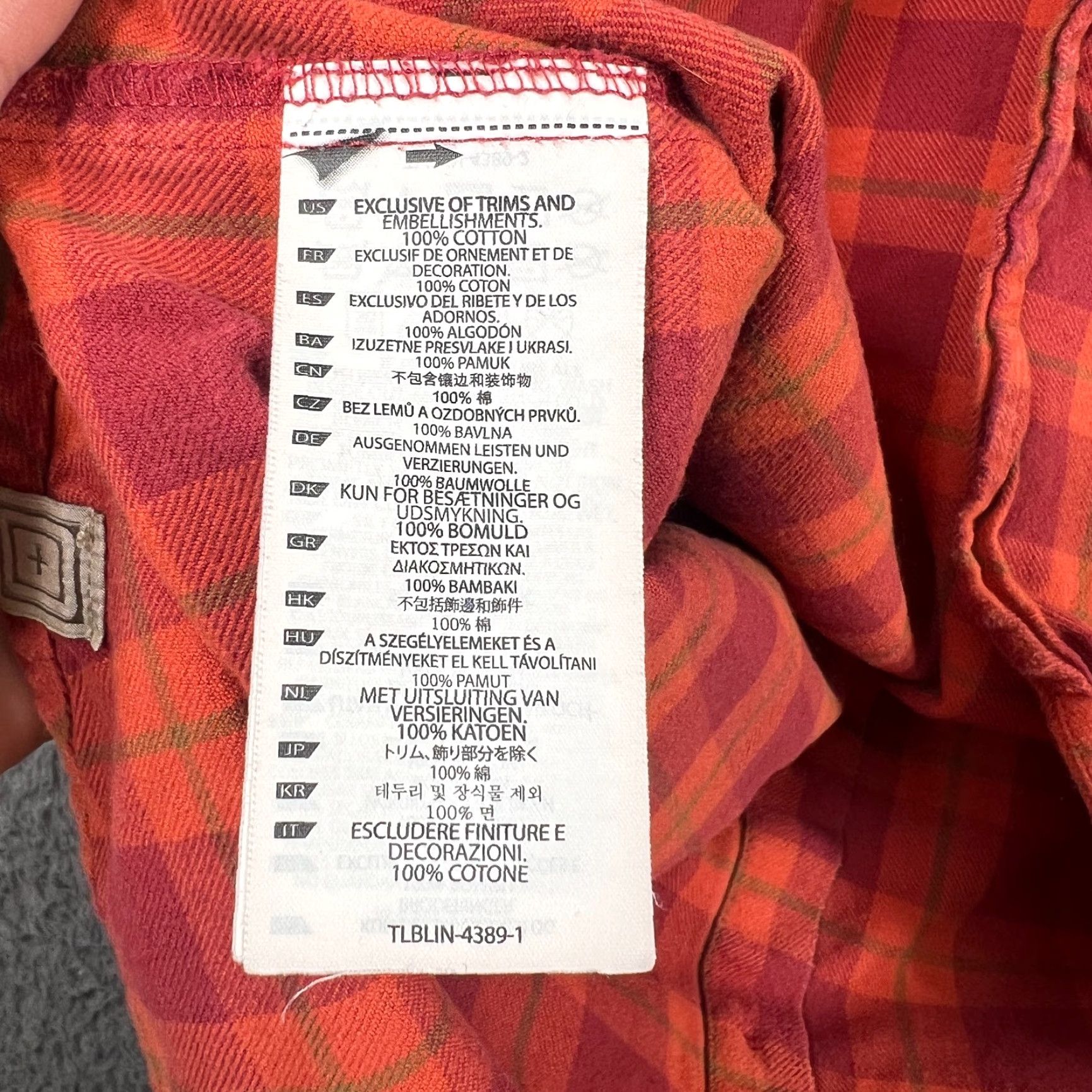 Vintage 511 Tactical Shirt Womens L Flannel Orange Plaid Button Up Down Long Sleeve Size L / US 10 / IT 46 - 7 Thumbnail