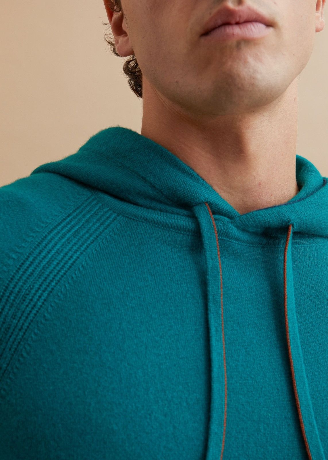 Loro Piana o1srvl11e1124 Plain-Knit Hoodie in Teal Size US L / EU 52-54 / 3 - 5 Thumbnail