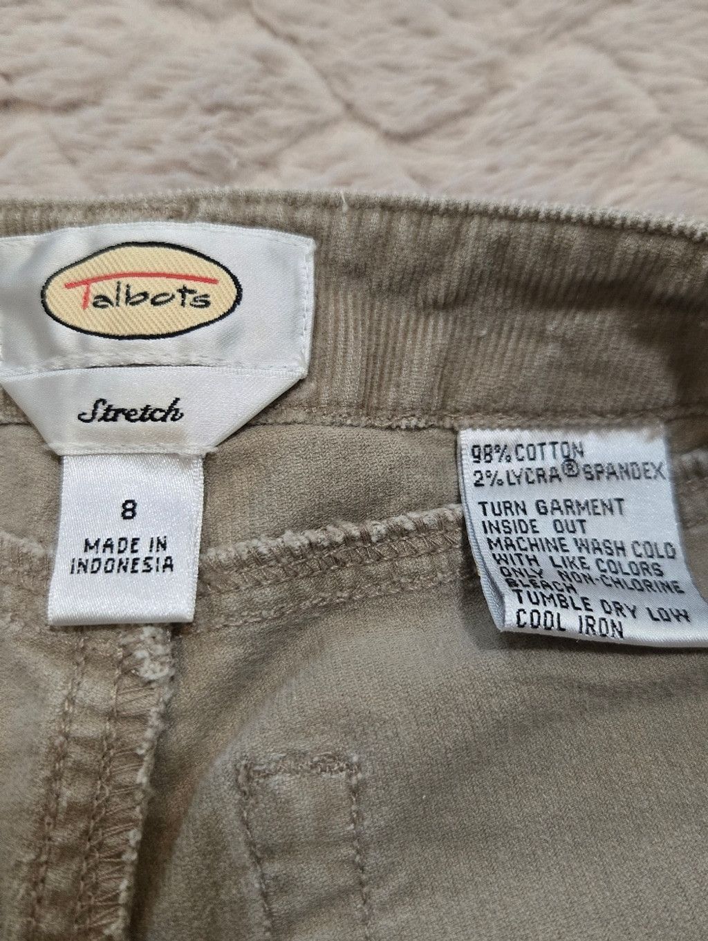 Talbots Talbots Stretch Tan Corduroy Bootcut Pants, Size 8 Size 30" / US 8 / IT 44 - 2 Thumbnail