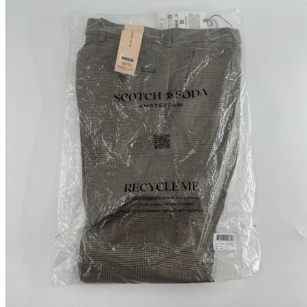 Scotch & Soda Scotch & Soda Taupe Check Slim Tapered Fit Chino Pants 30/32 Size US 30 / EU 46 - 3 Thumbnail