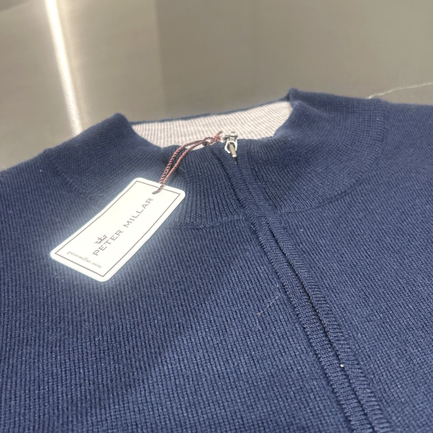 Peter Millar Peter Millar Golf Sweater Men 2XL Navy Blue 1/4 Zip Mock Neck Pullover NWT Short Sleeve Solid Mens Size US XXL / EU 58 / 5 - 2 Thumbnail