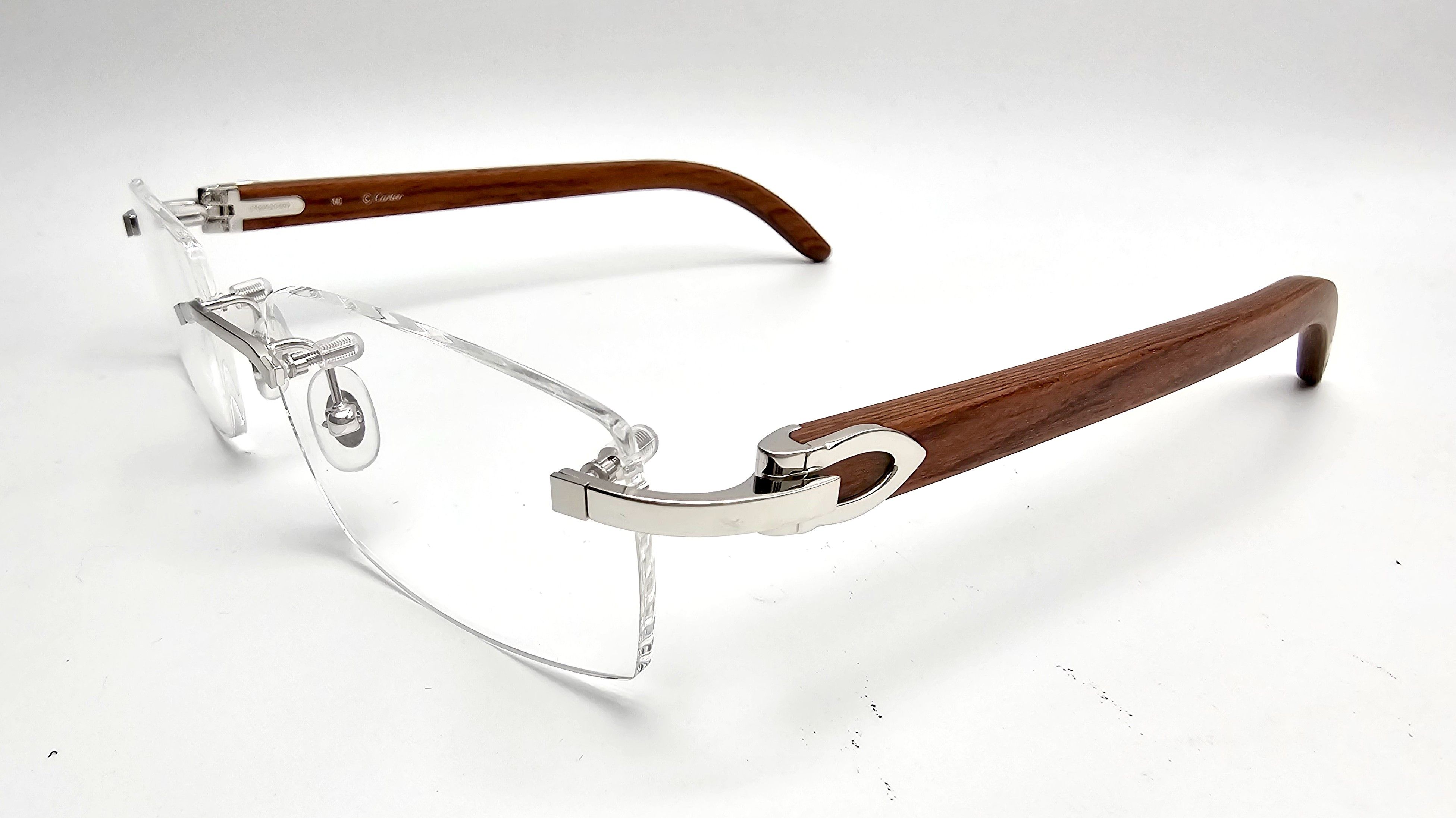 Cartier NEW! Cartier Ibiza Wood Silver Glasses CT00520 Size ONE SIZE - 6 Thumbnail