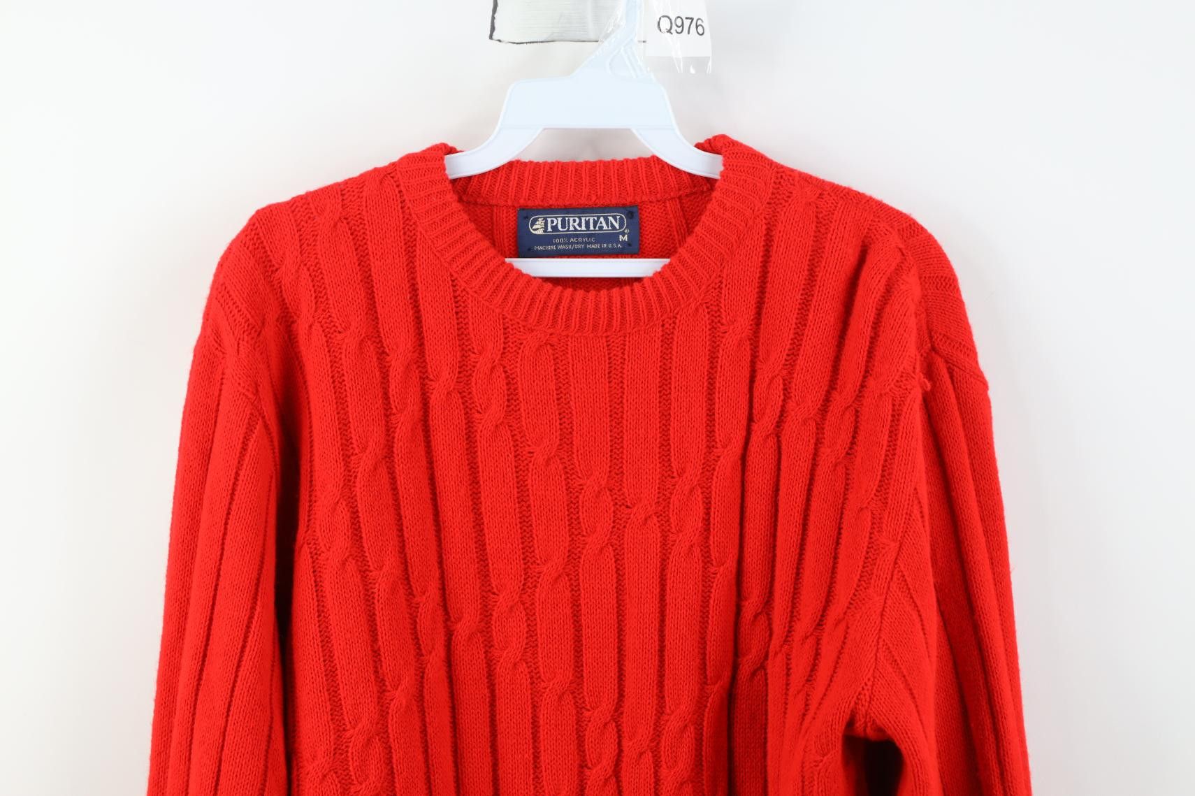 Vintage Vintage 70s Streetwear Cable Knit Crewneck Sweater Red USA Size US M / EU 48-50 / 2 - 2 Thumbnail