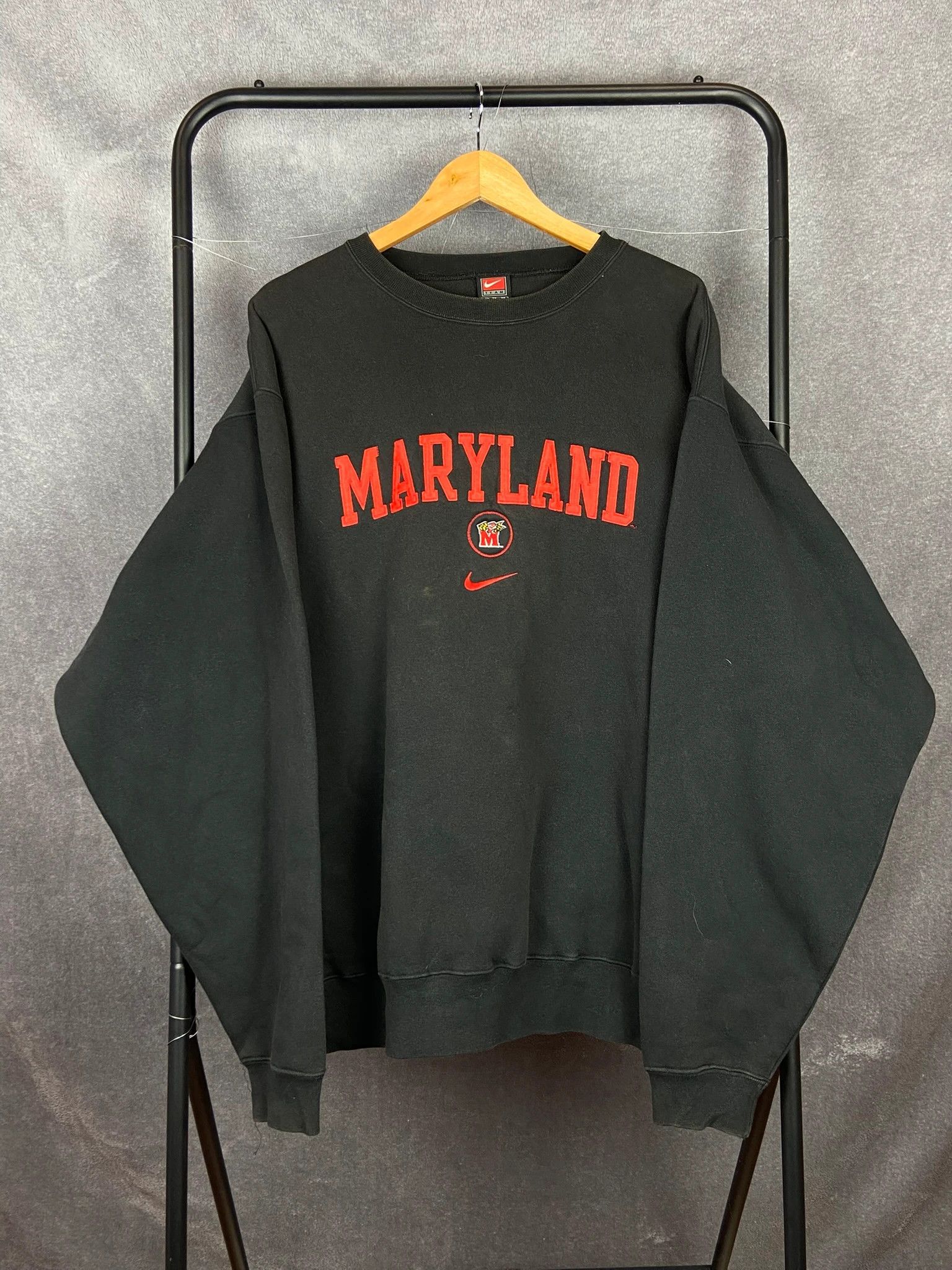 Crewneck Nike Maryland black college spellout logo XL
