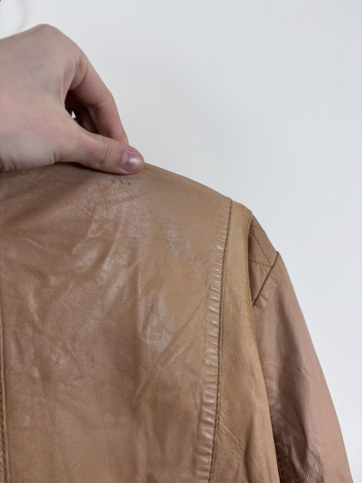ARMA Arma Collection Women’s Beige Brown Biker Leather Jacket Size XL / US 12-14 / IT 48-50 - 20 Thumbnail